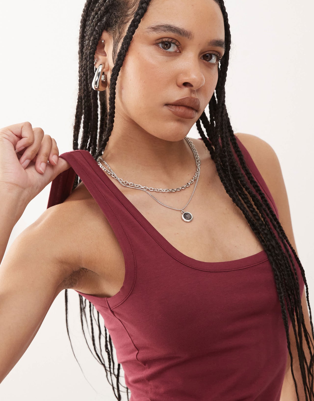 COLLUSION strappy square neck cami top in cherry red