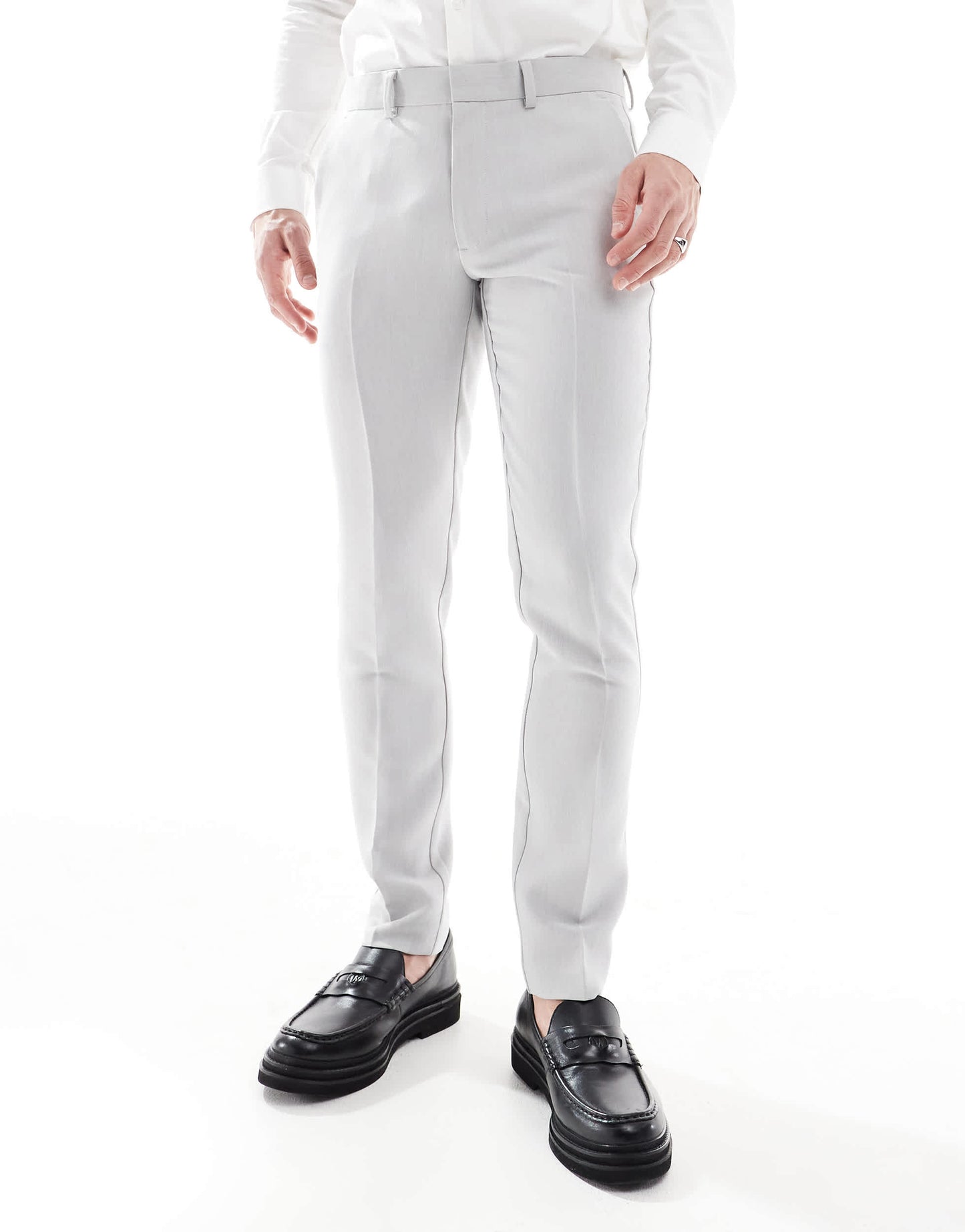 ASOS DESIGN skinny suit trousers in light grey microtexture