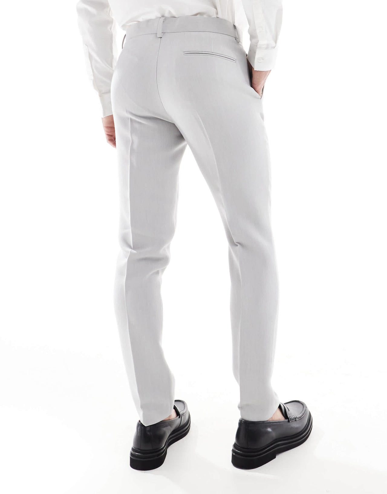 ASOS DESIGN skinny suit trousers in light grey microtexture