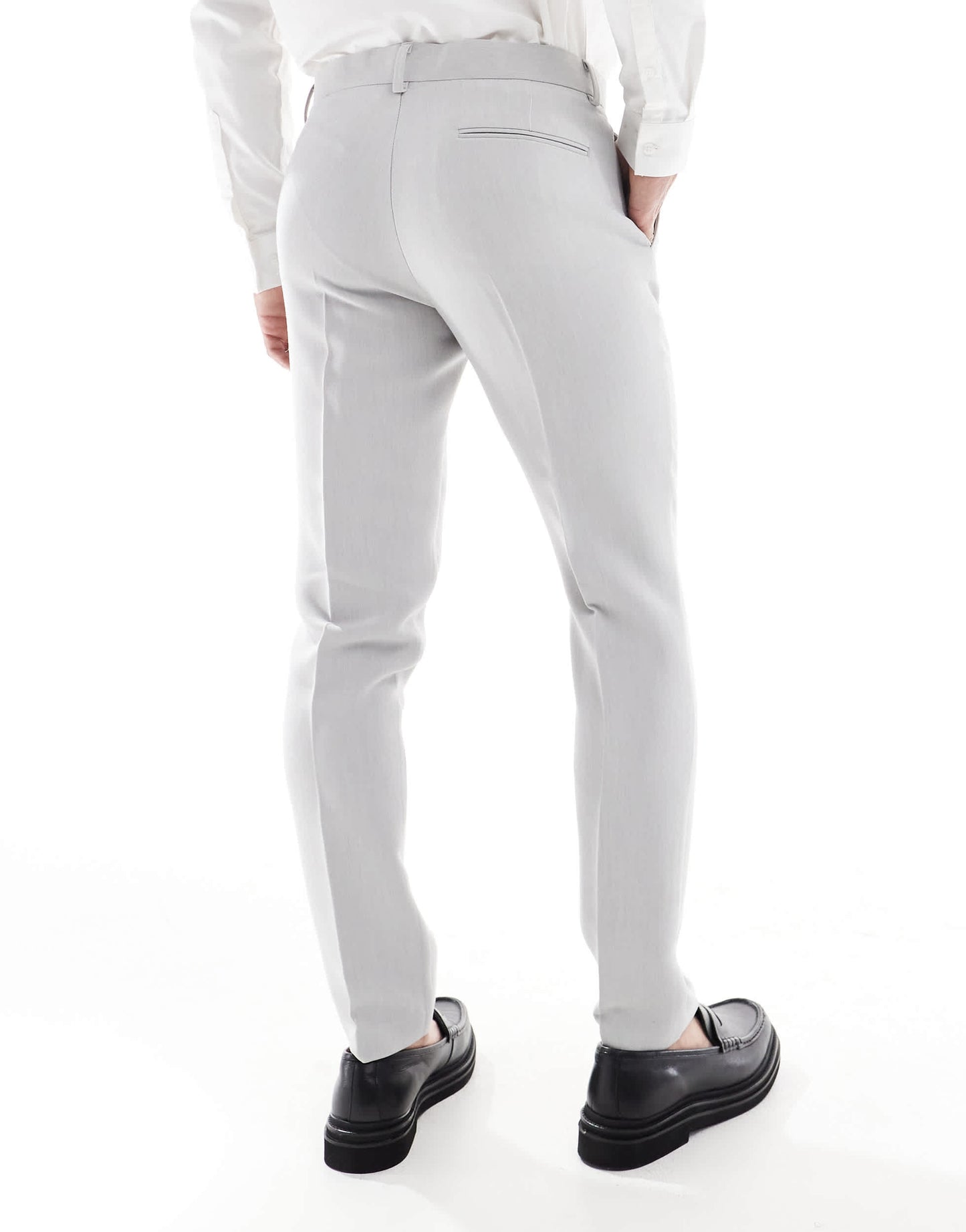 ASOS DESIGN skinny suit trousers in light grey microtexture