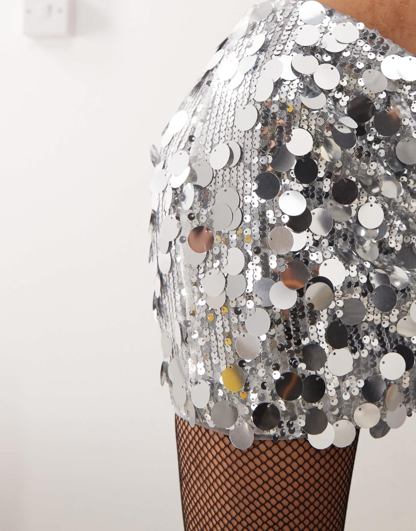 Princess Polly disc sequin mini skirt co-ord in silver