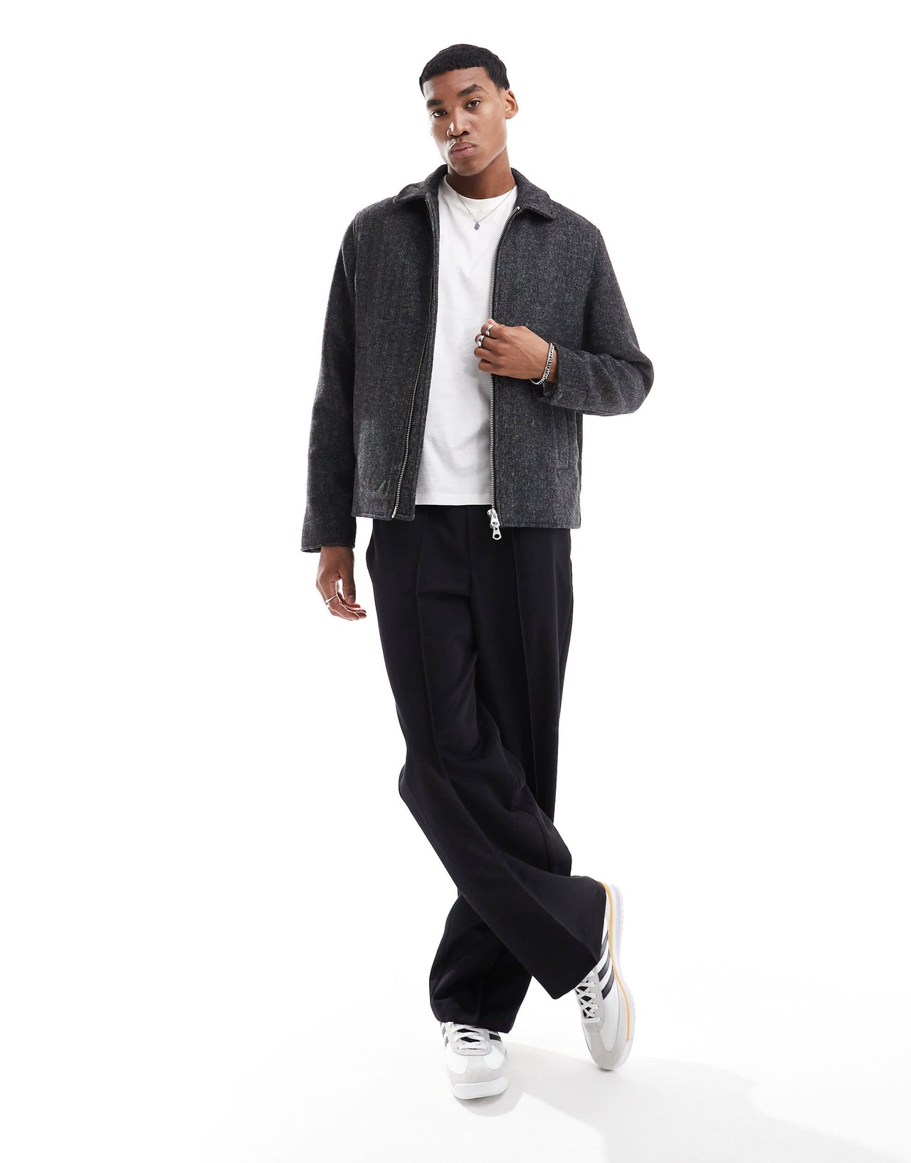 River Island zip wool look jacket in grey