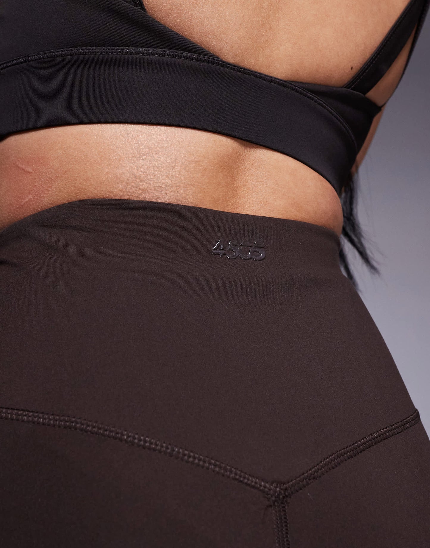4505 Icon 8 inch soft touch legging short in chocolate