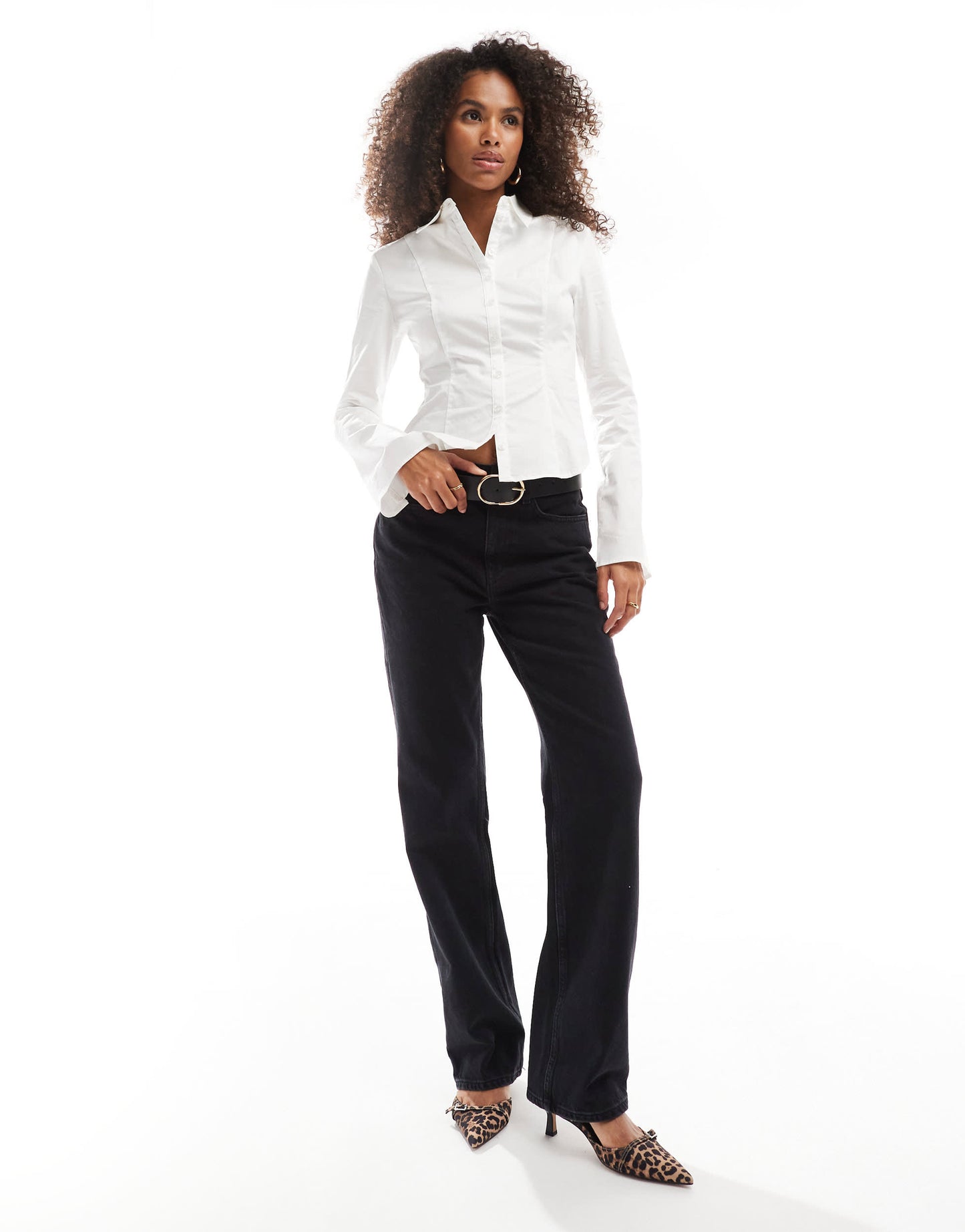 Bershka fitted shirt in white