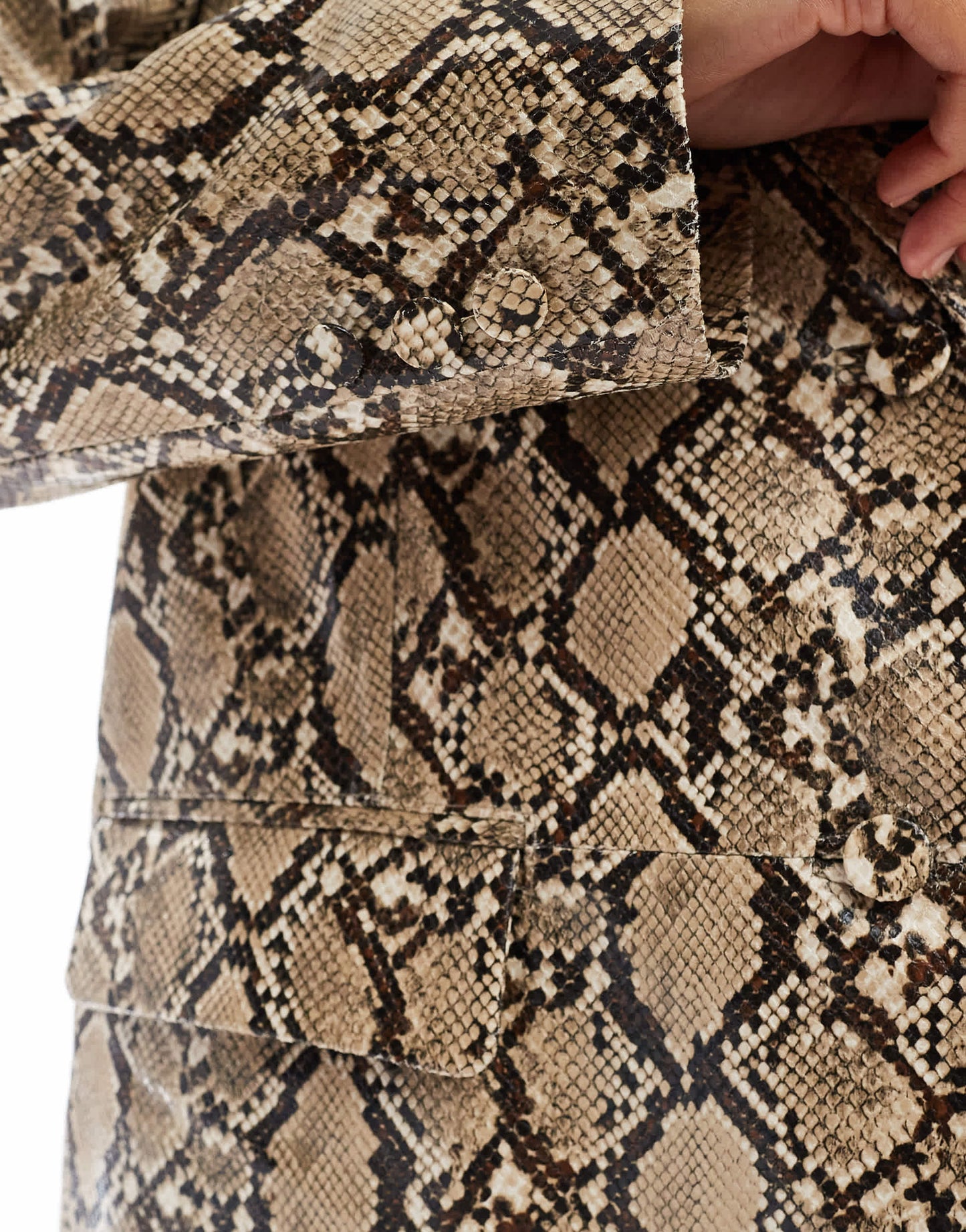 Bershka faux leather oversized blazer in snake print