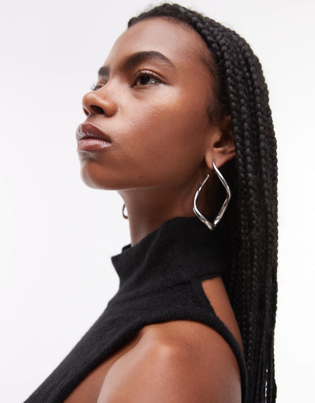 Mango open back high neck knitted maxi dress in black