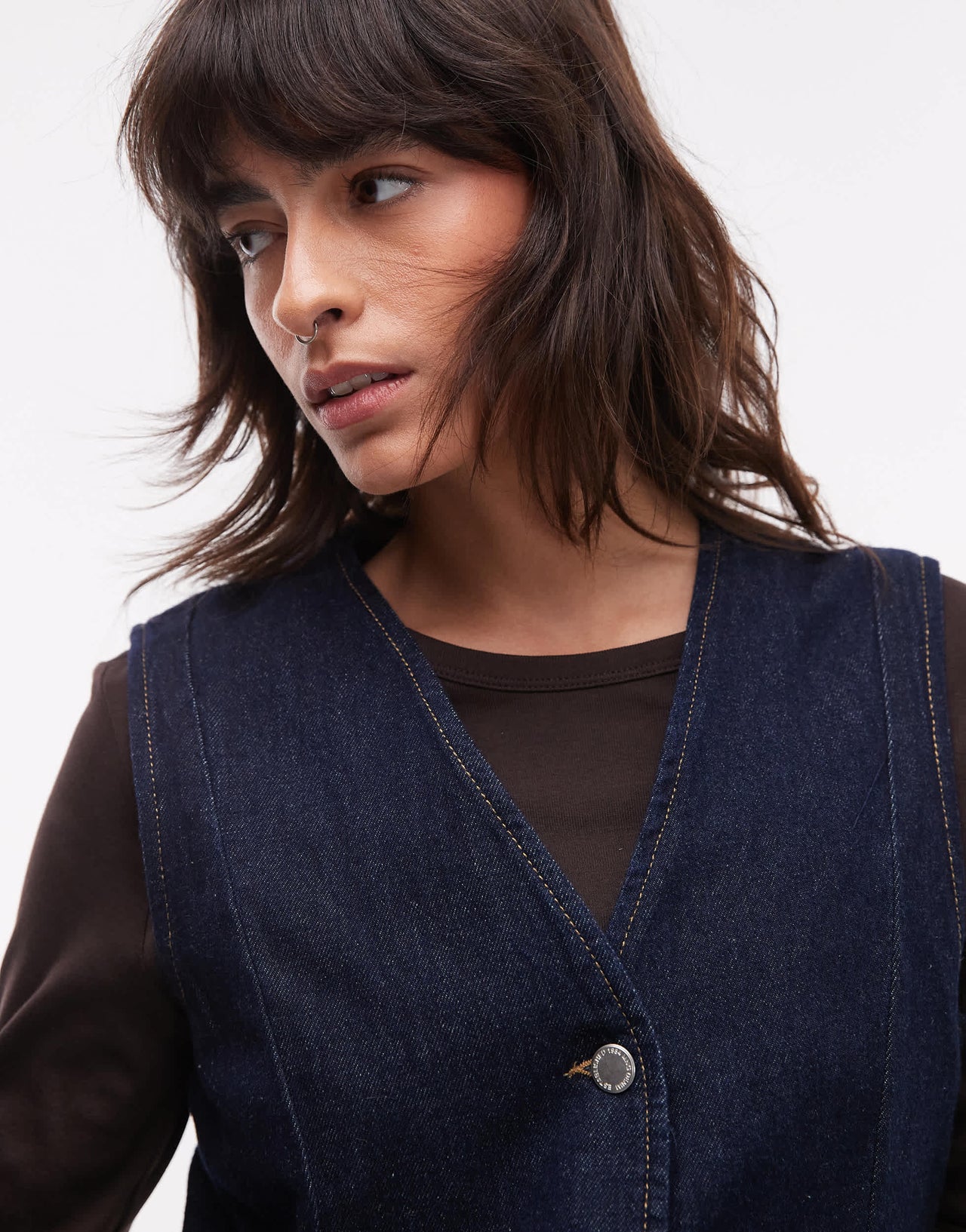 Mango denim waistcoat co-ord in dark blue