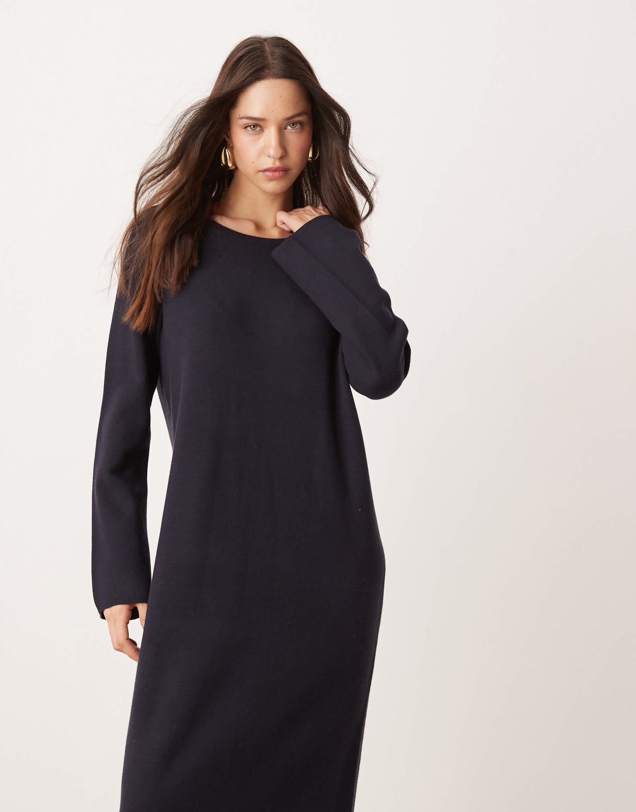 Nobody's Child long sleeve knitted midaxi dress in navy