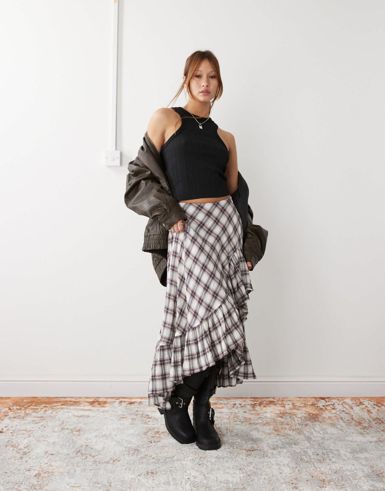 COLLUSION racer vest in semi sheer stripe