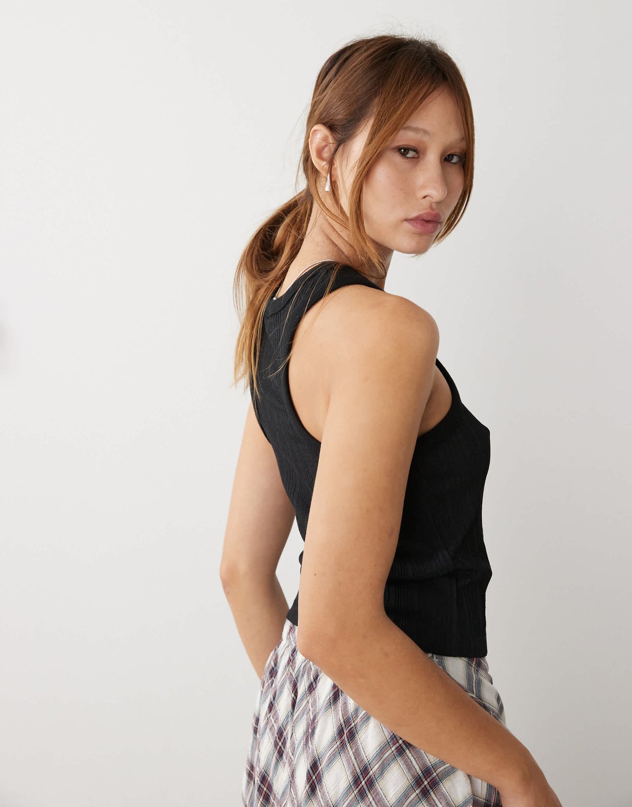 COLLUSION racer vest in semi sheer stripe