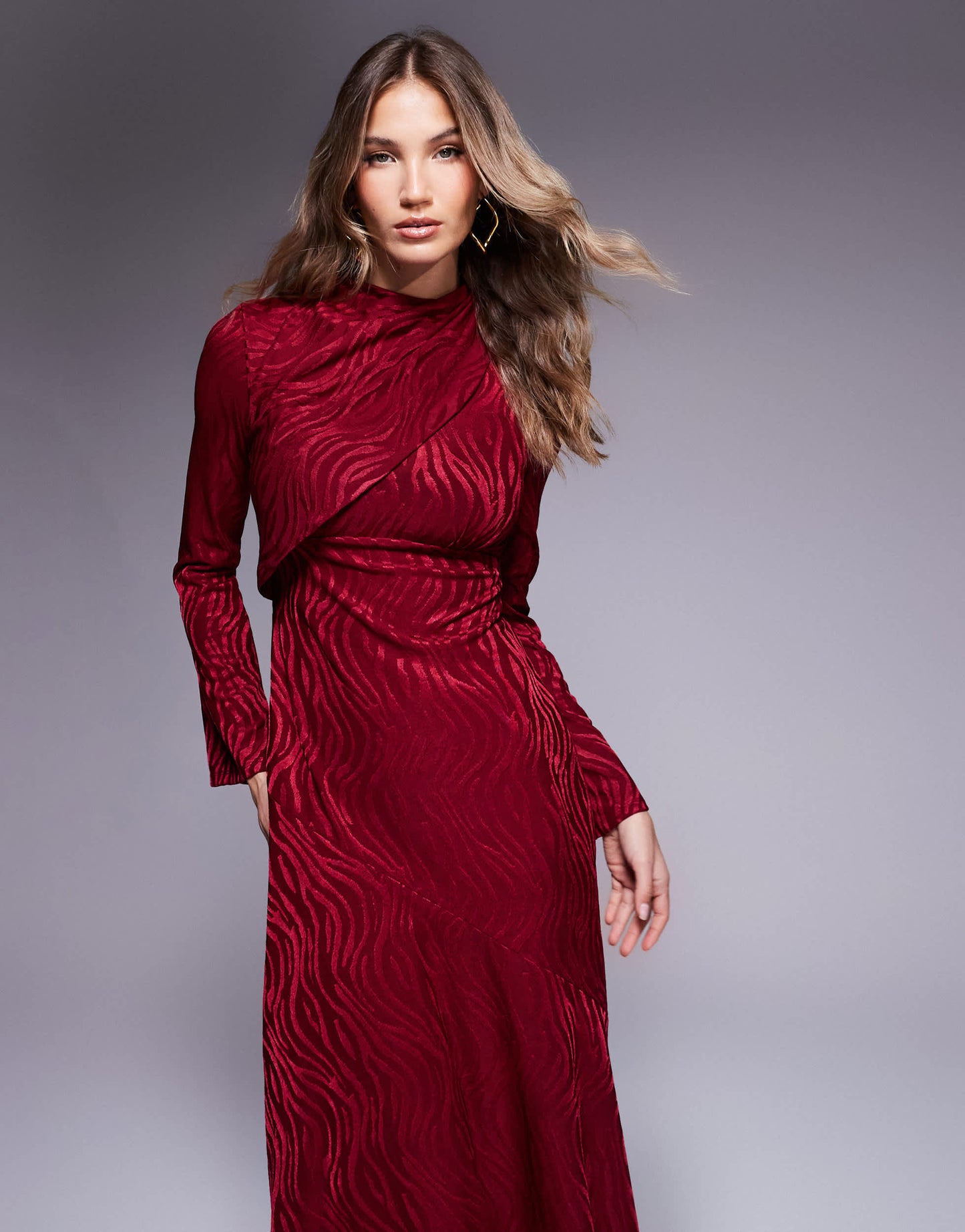 Daska high neck maxi dress in oxblood