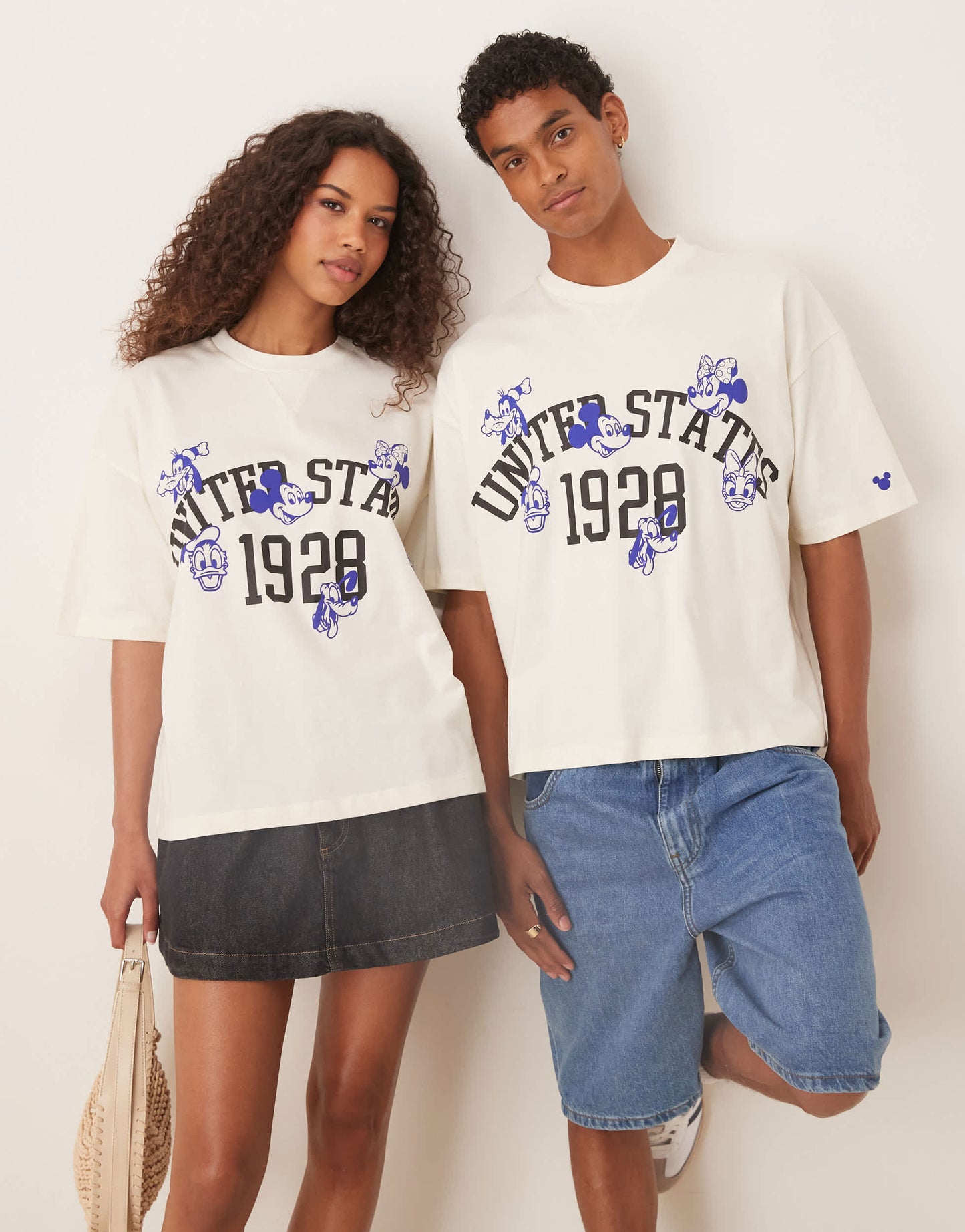 ASOS DESIGN Disney unisex boxy oversized t-shirt with Mickey Mouse & Friends prints in stone