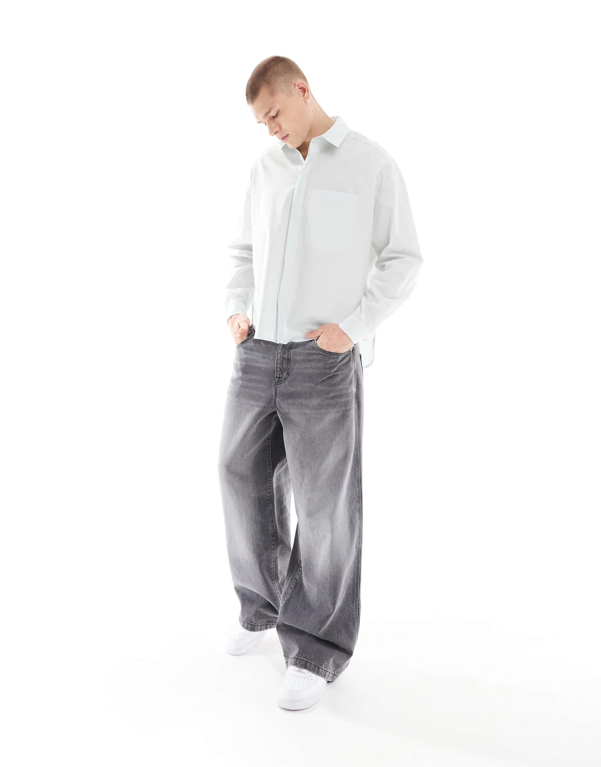 ASOS DESIGN oversized poplin shirt in light blue
