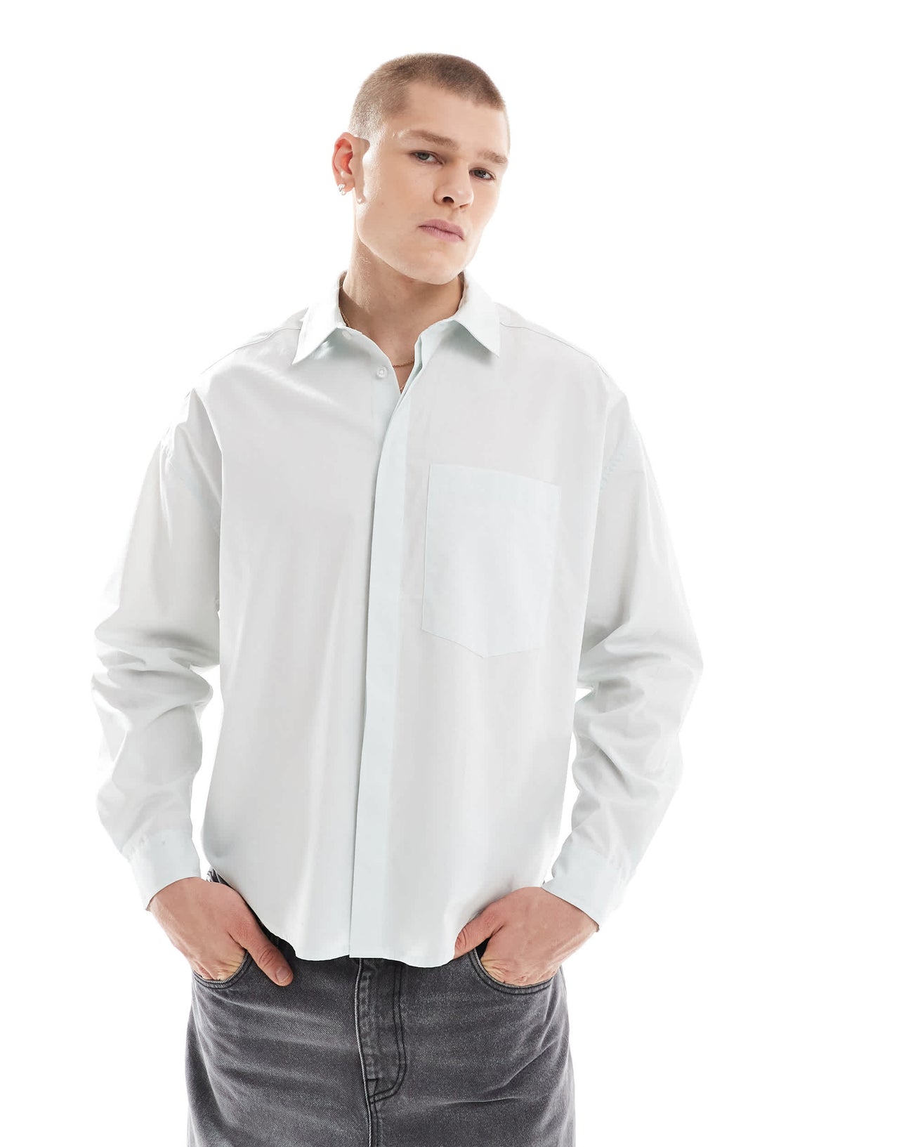 ASOS DESIGN oversized poplin shirt in light blue