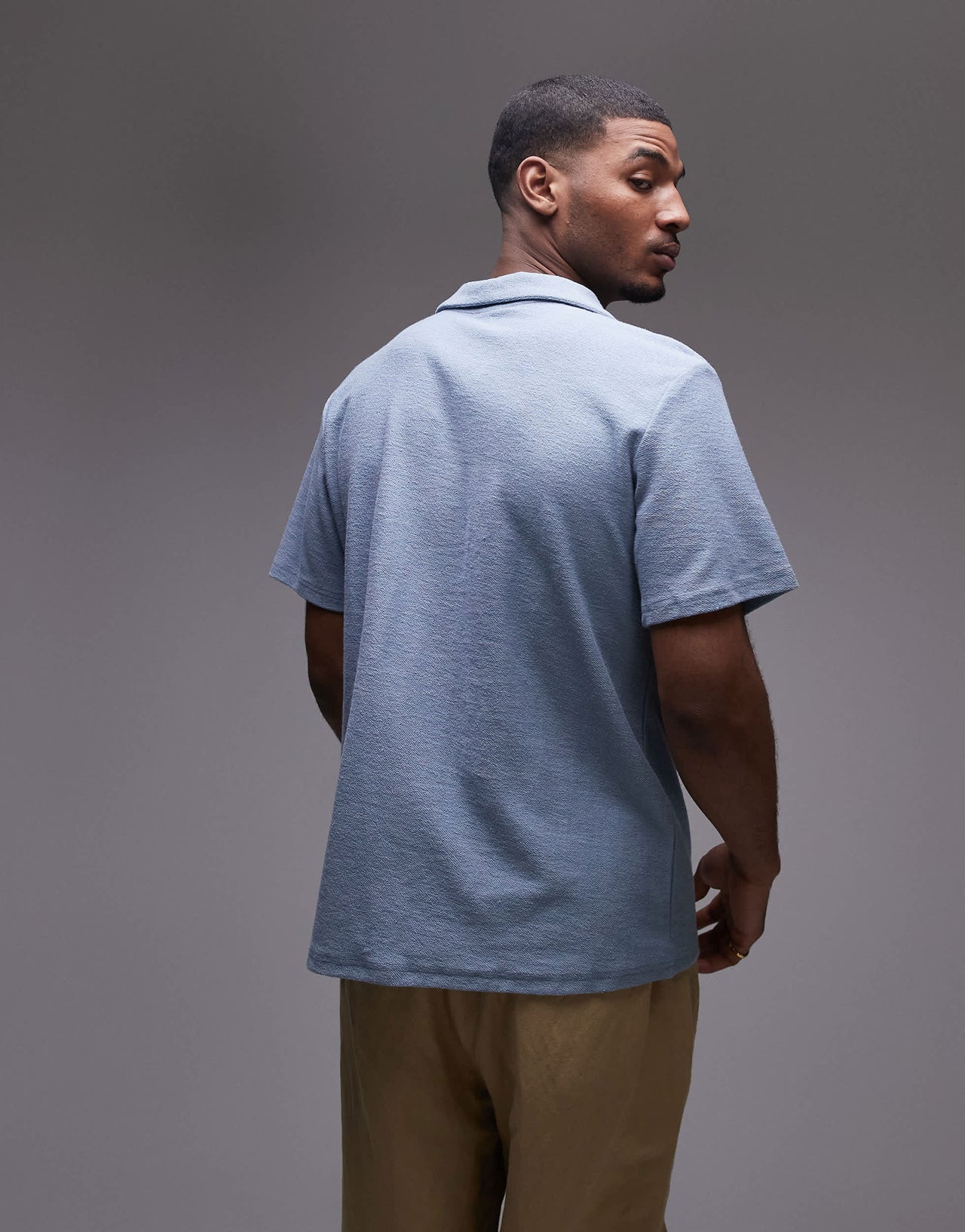 Rhythm vintage terry polo beach top in slate