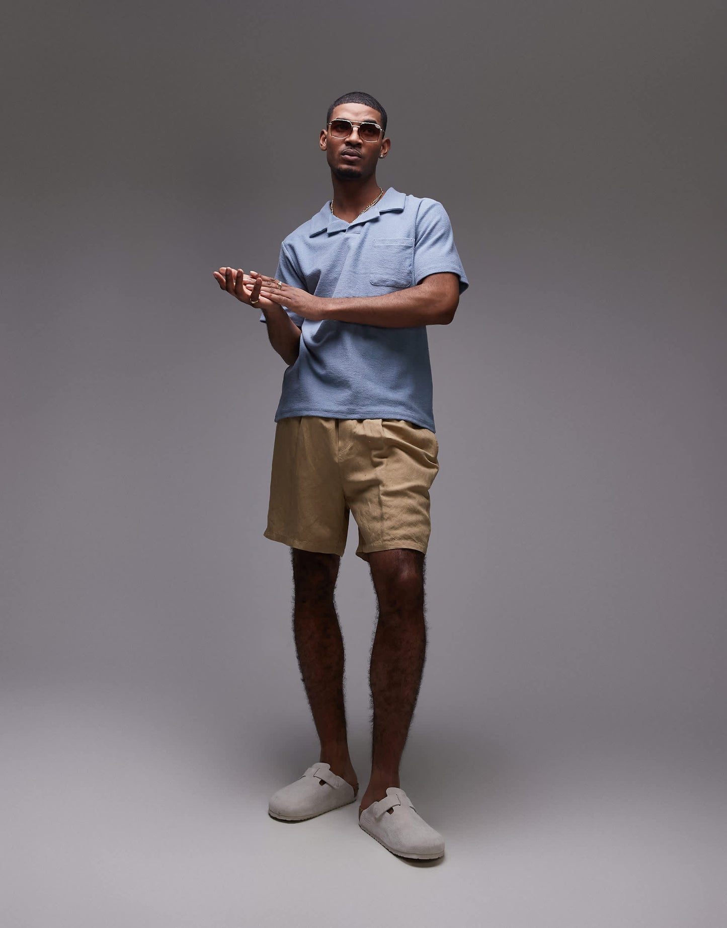 Rhythm vintage terry polo beach top in slate