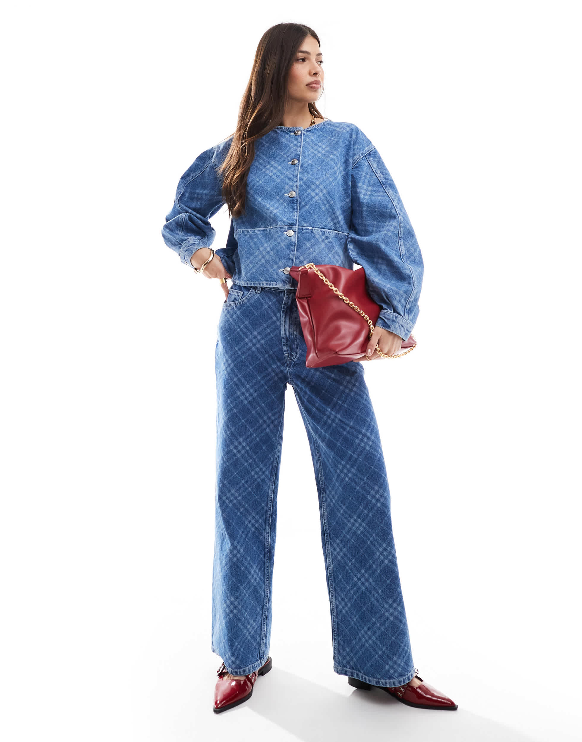 ASOS DESIGN dad jean in check print