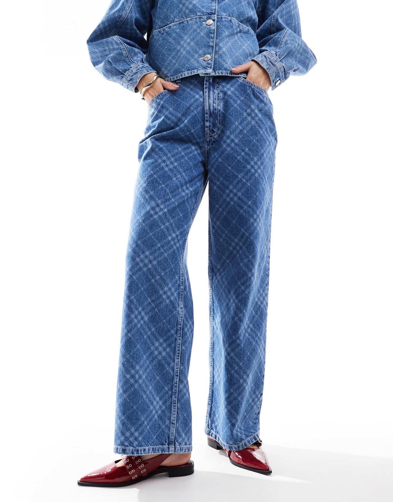 ASOS DESIGN dad jean in check print