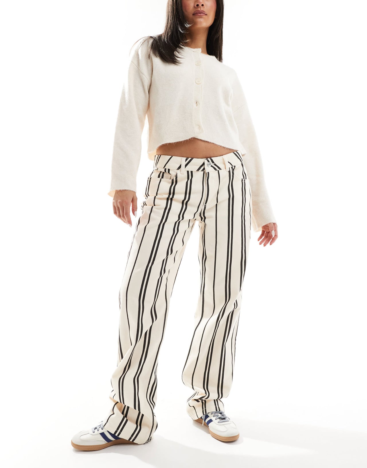 ASOS DESIGN low rise slim jean in mono stripe