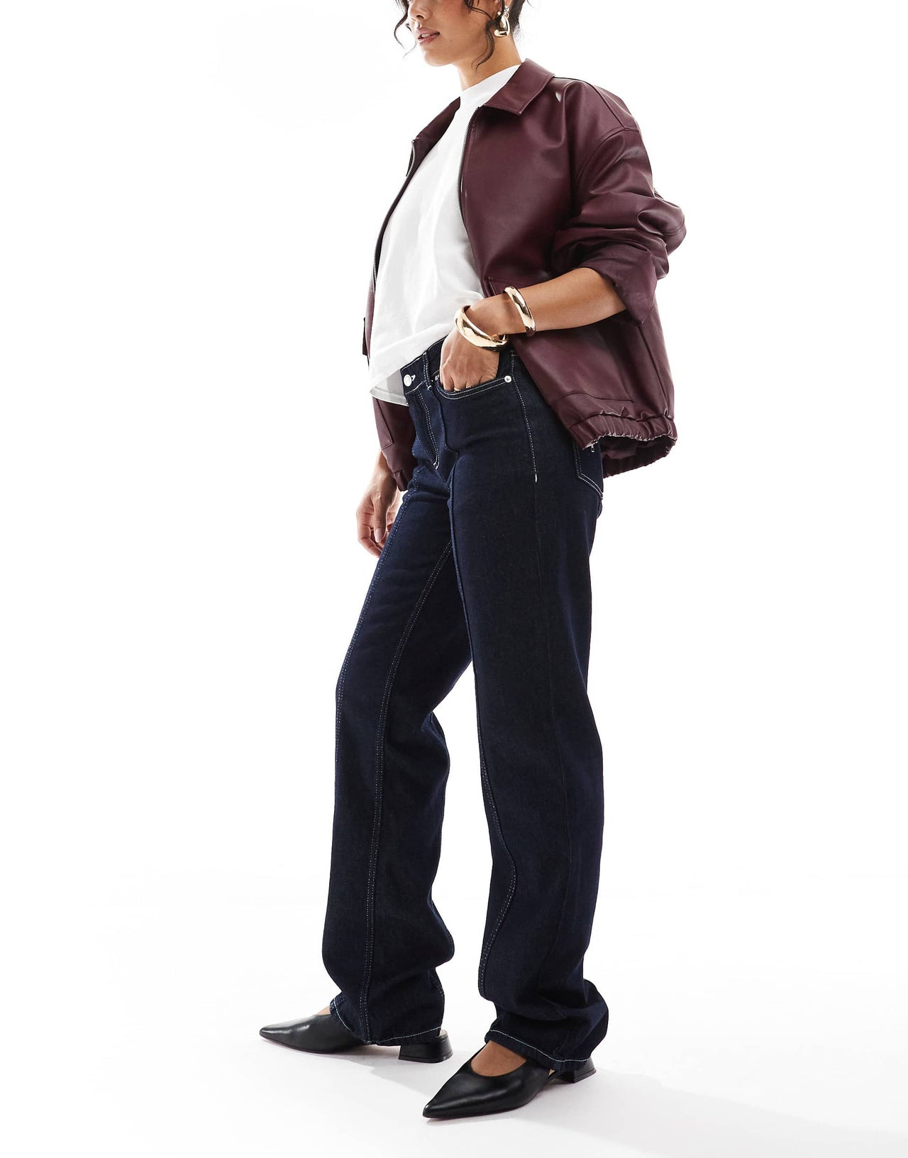 ASOS DESIGN seam front straight jean in indigo