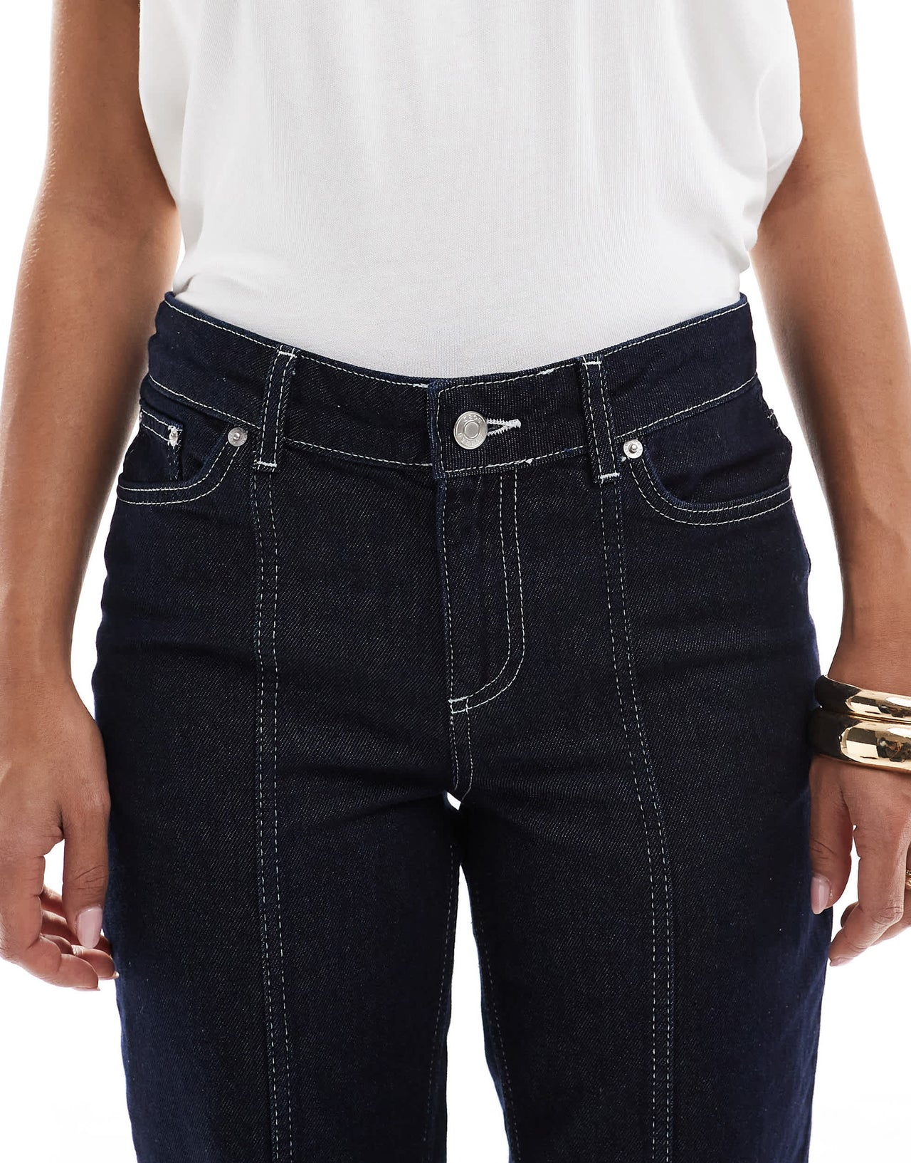 ASOS DESIGN seam front straight jean in indigo