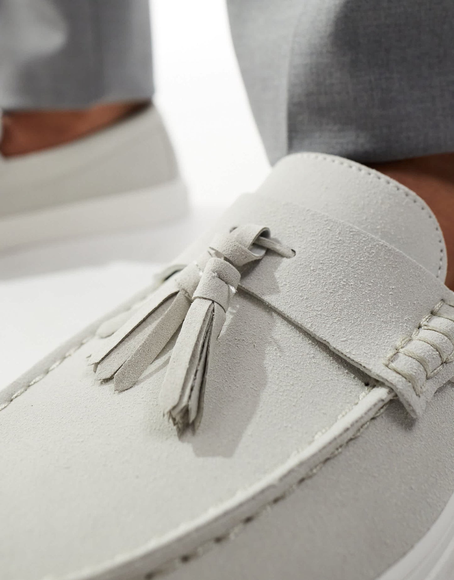 ASOS DESIGN tassle cupsole loafer in grey