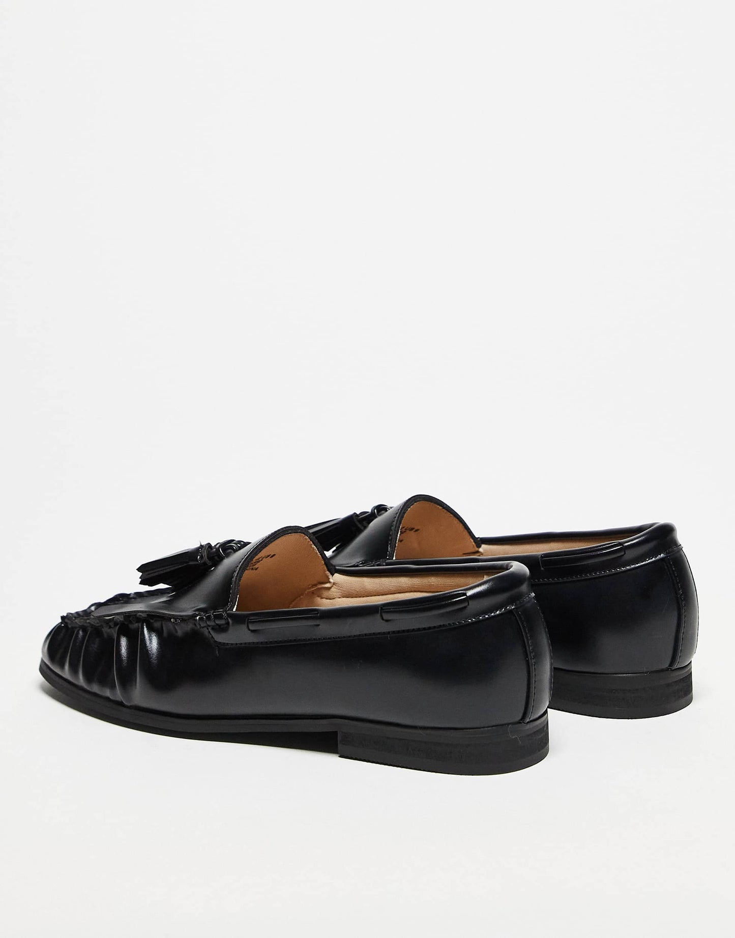 ASOS DESIGN penny loafers in black with fringing