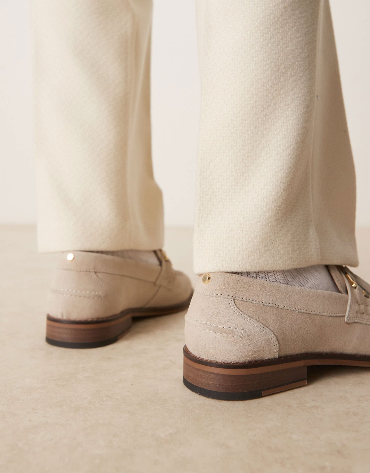 ASOS DESIGN grey suede loafers with tassle