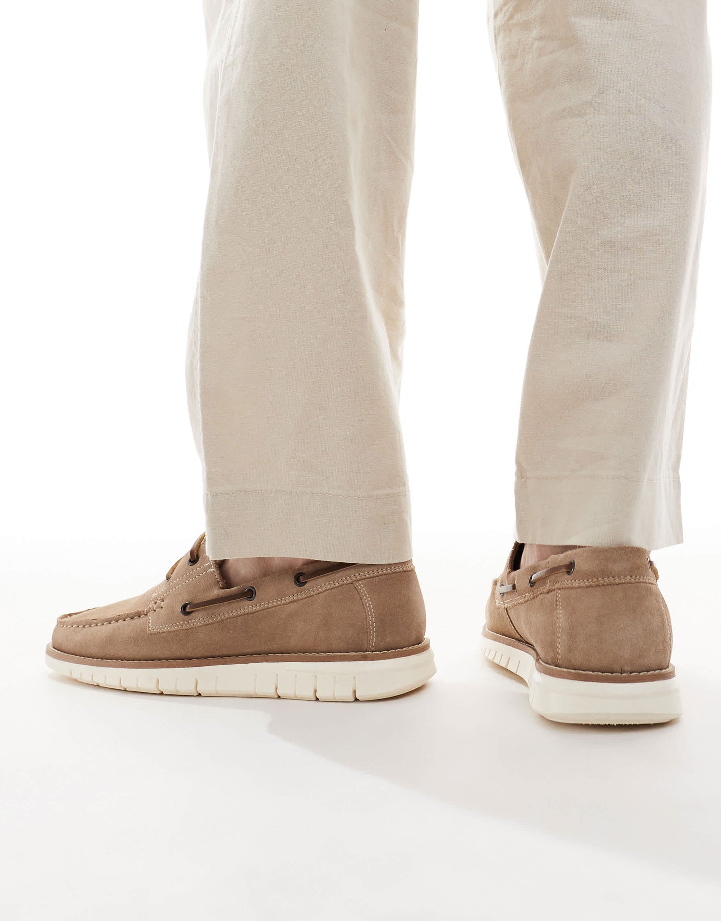 ASOS DESIGN boat shoes in stone suede