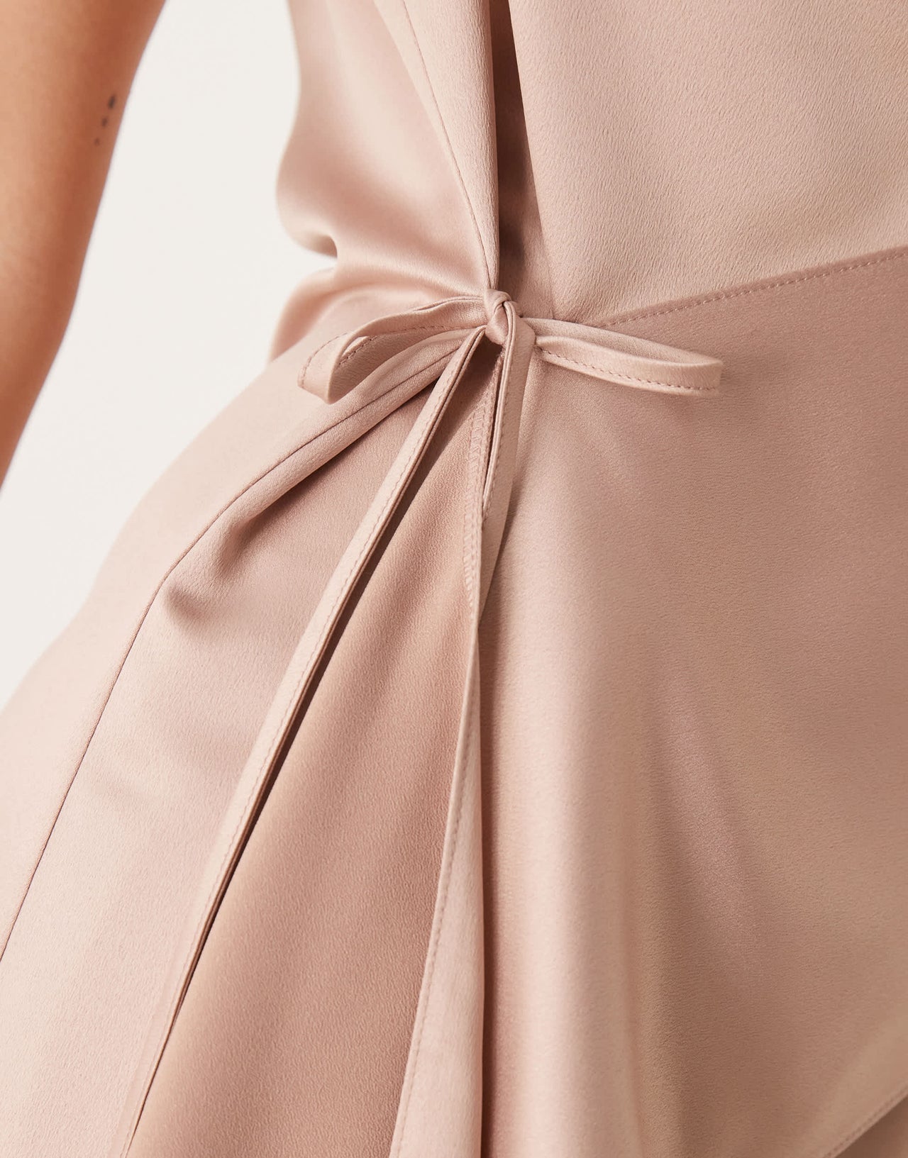 ASOS DESIGN satin wrap over top co-ord in light pink