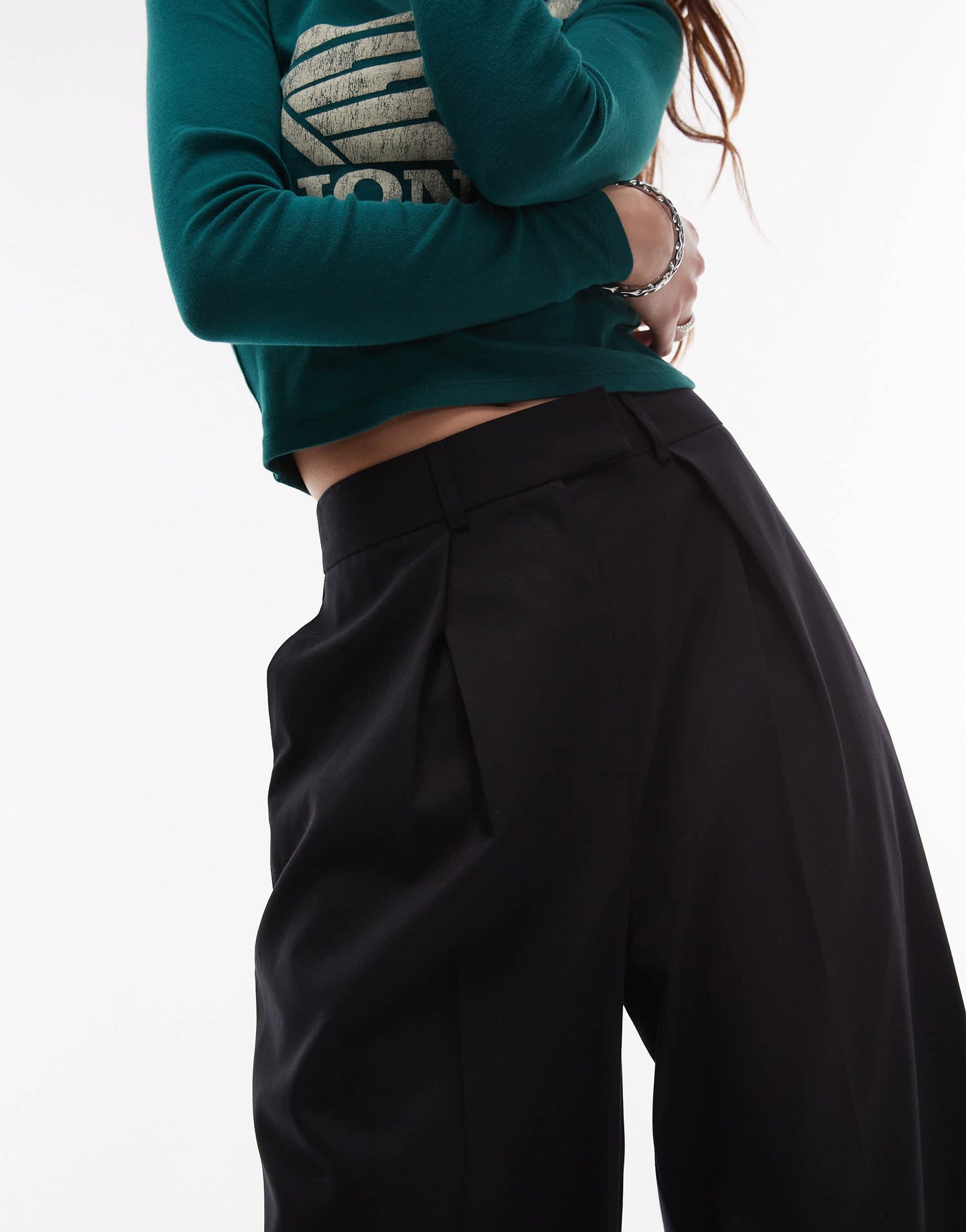 Topshop co ord wide leg tailored trouser in black BLACK