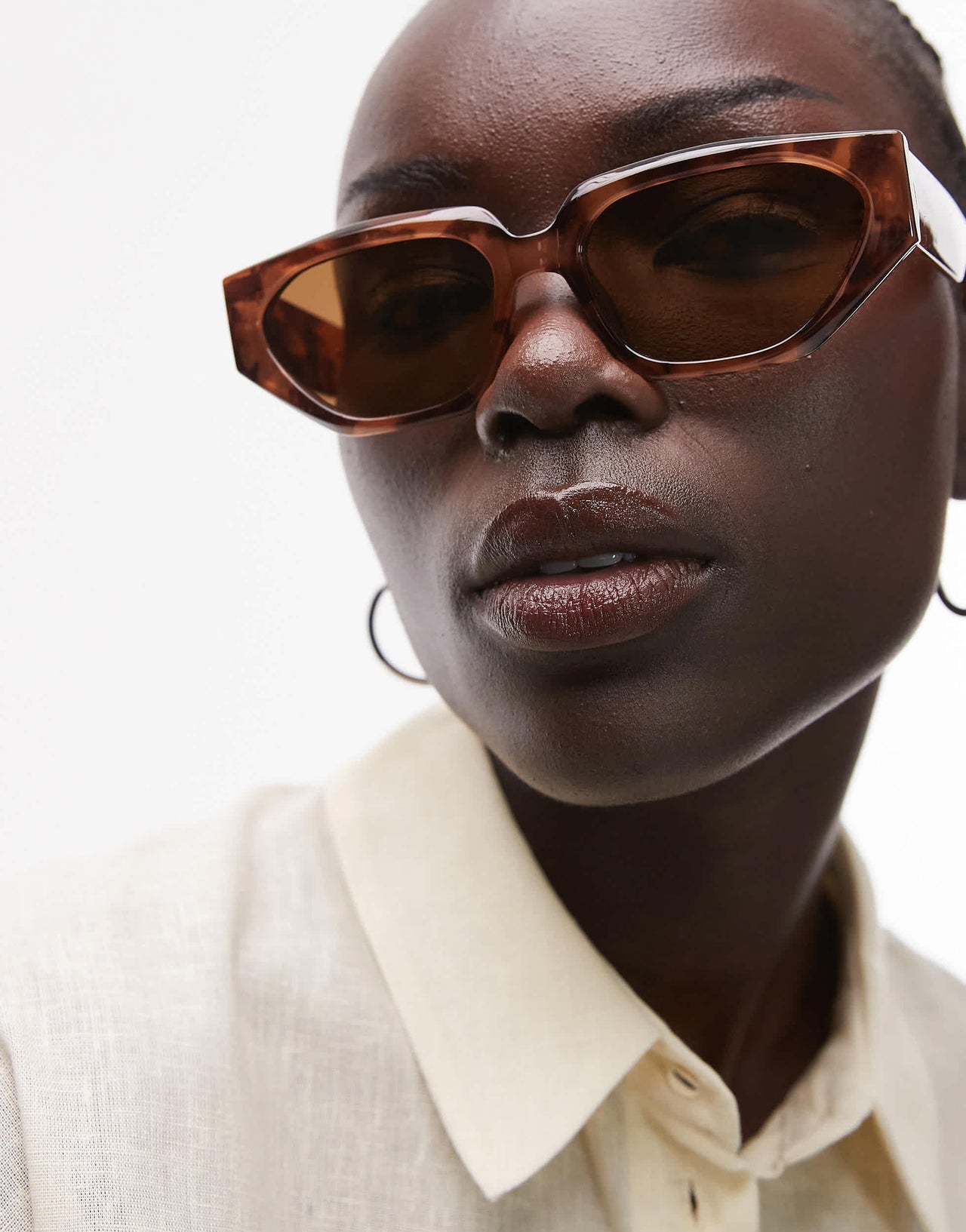 Topshop Croatia angular cat eye sunglasses in brown tort