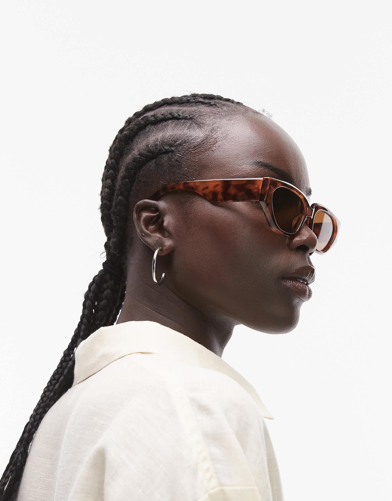 Topshop Croatia angular cat eye sunglasses in brown tort
