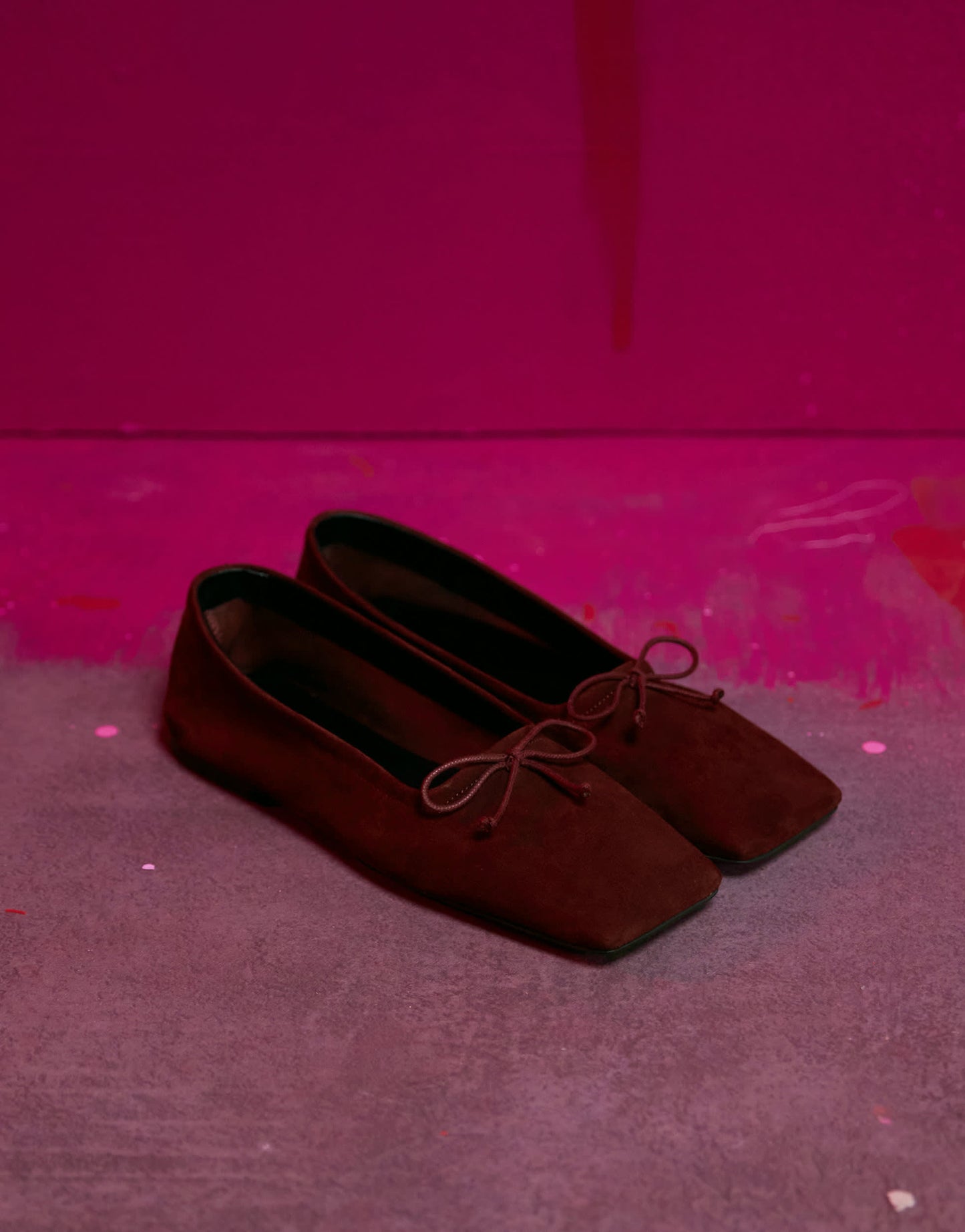 ASOS DESIGN Lotus premium leather ballets in burgundy suede