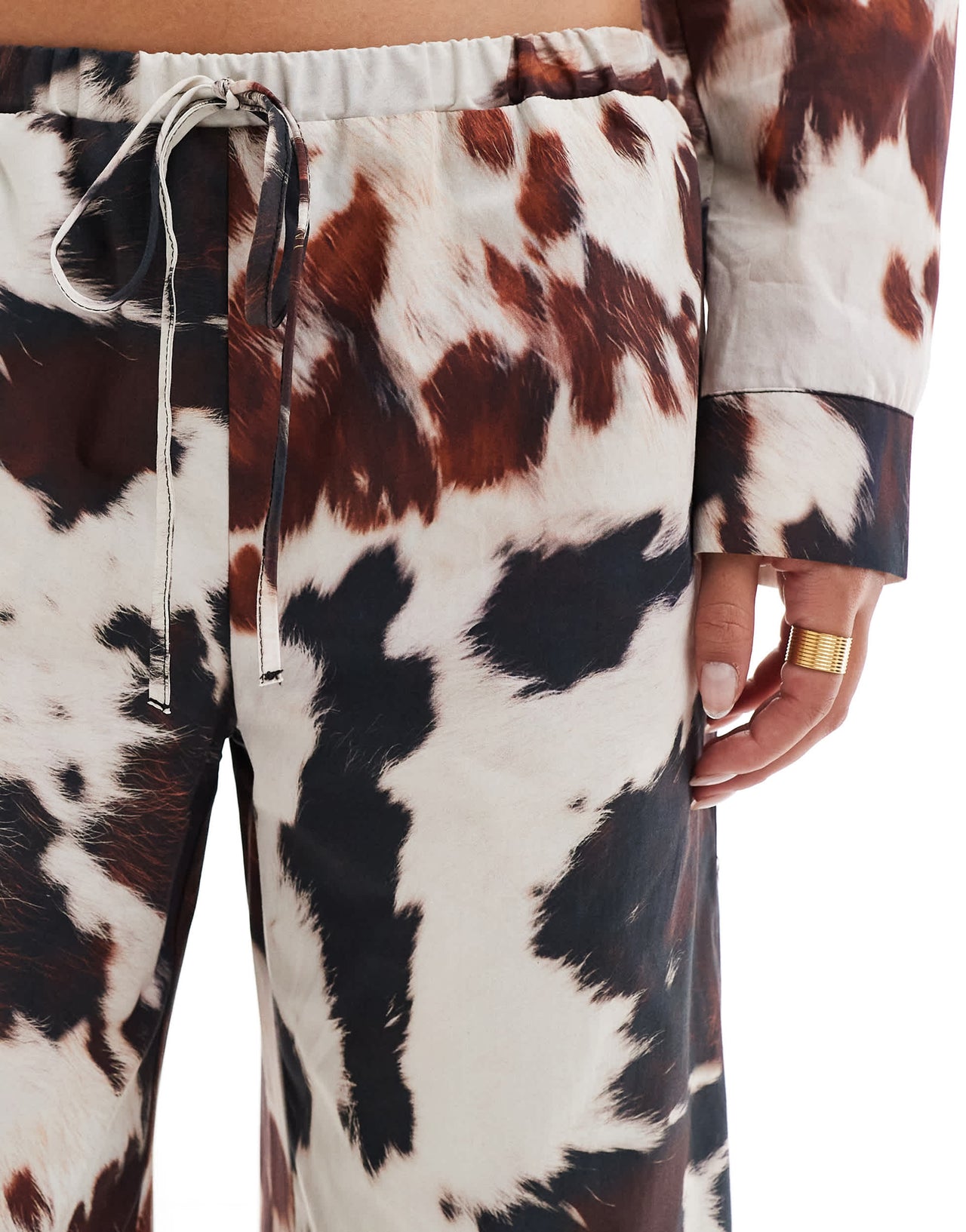 ASOS DESIGN poplin wide leg trouser in cow print