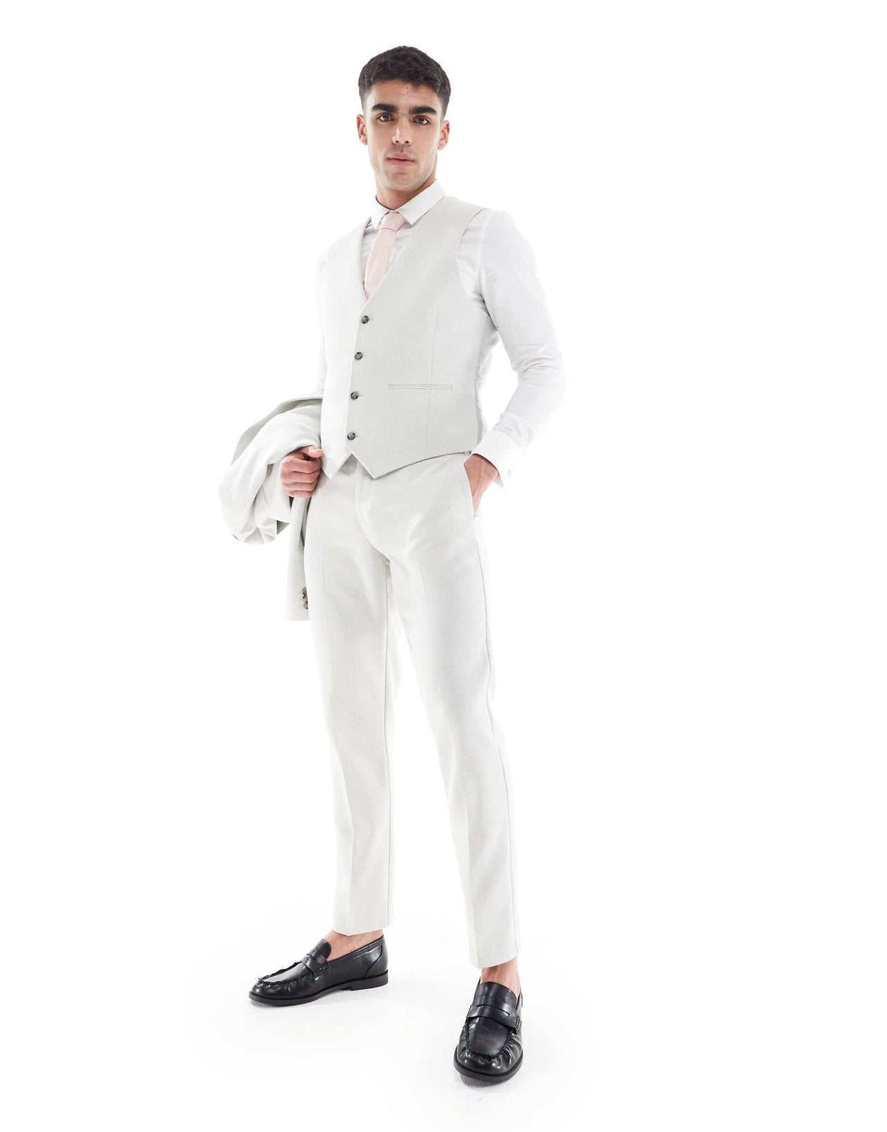 ASOS DESIGN slim suit trousers wool blend in light grey