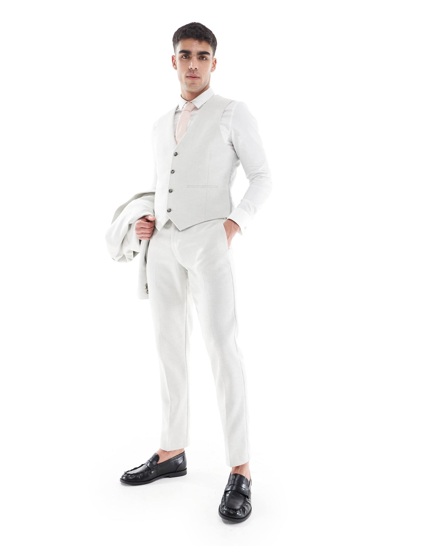 ASOS DESIGN slim suit trousers wool blend in light grey