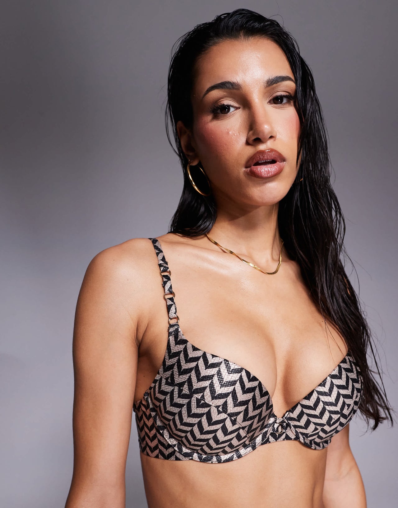 Boux Avenue chevron print boost bikini top in multi