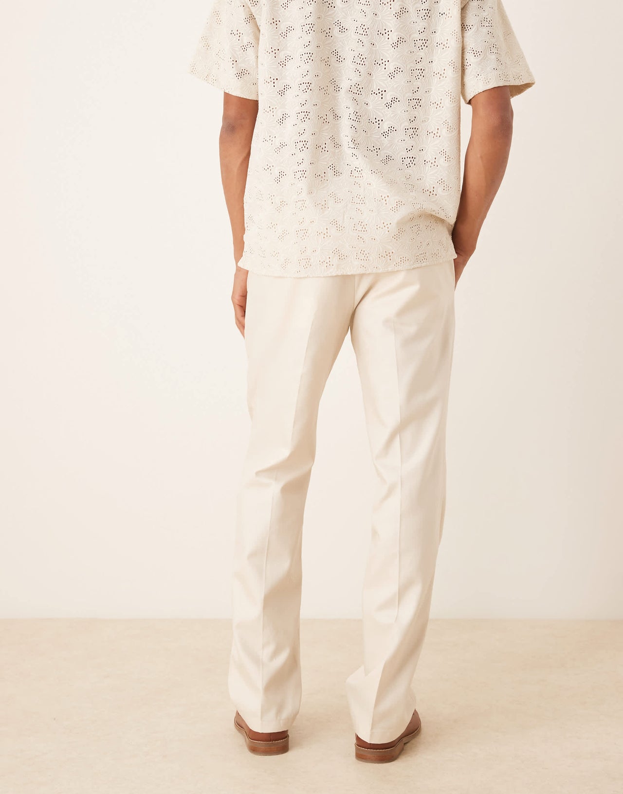 Selected Ascot regular fit trouser in cream