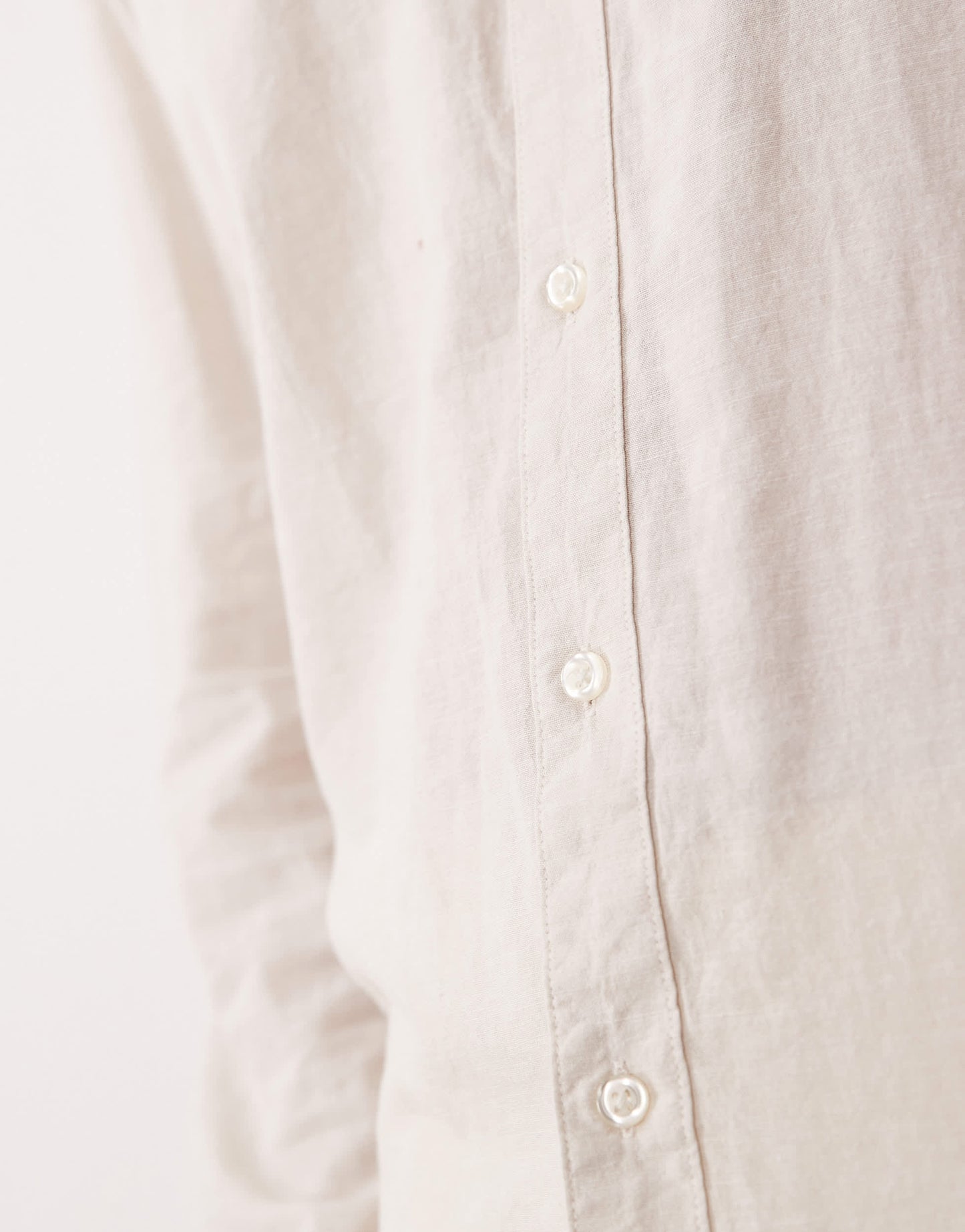 Selected long sleeve grandad collar linen blend shirt in cream