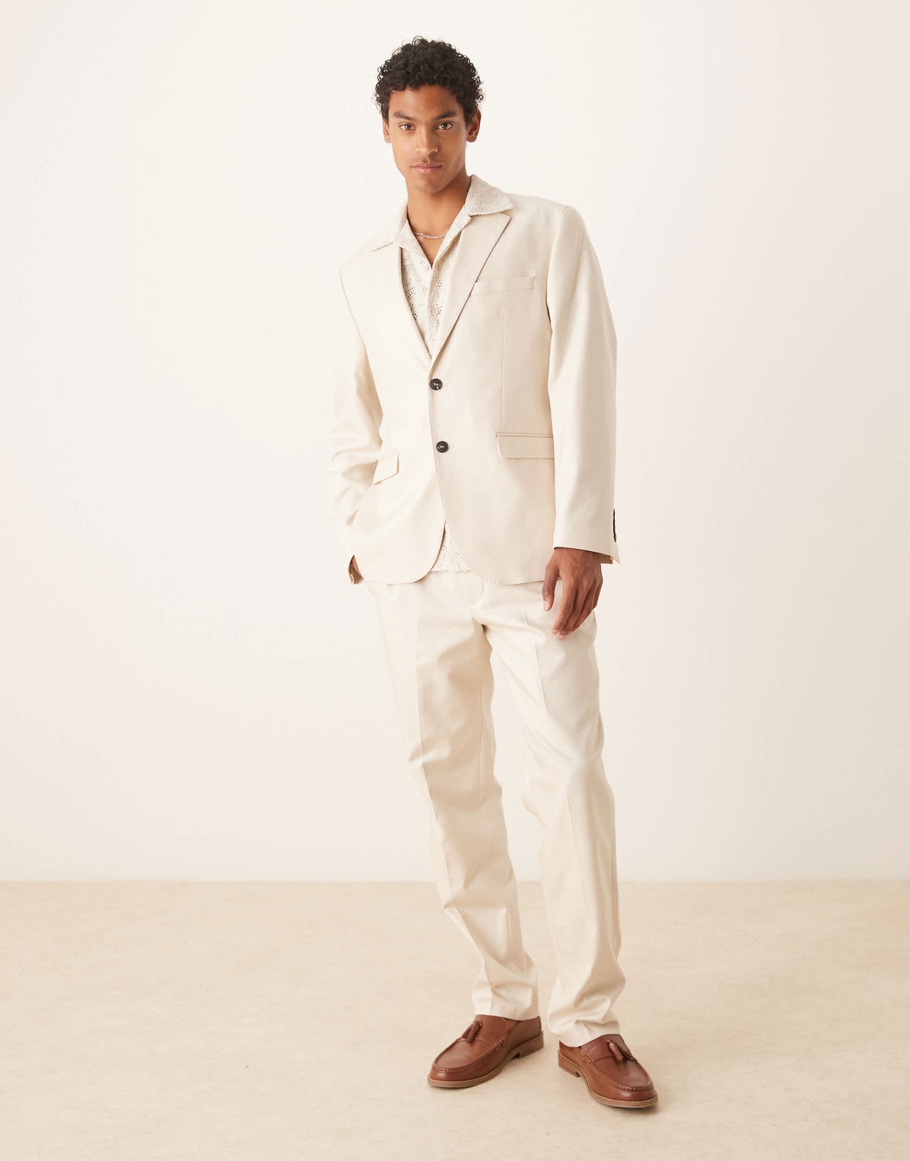 Selected Ascot regular fit blazer in cream