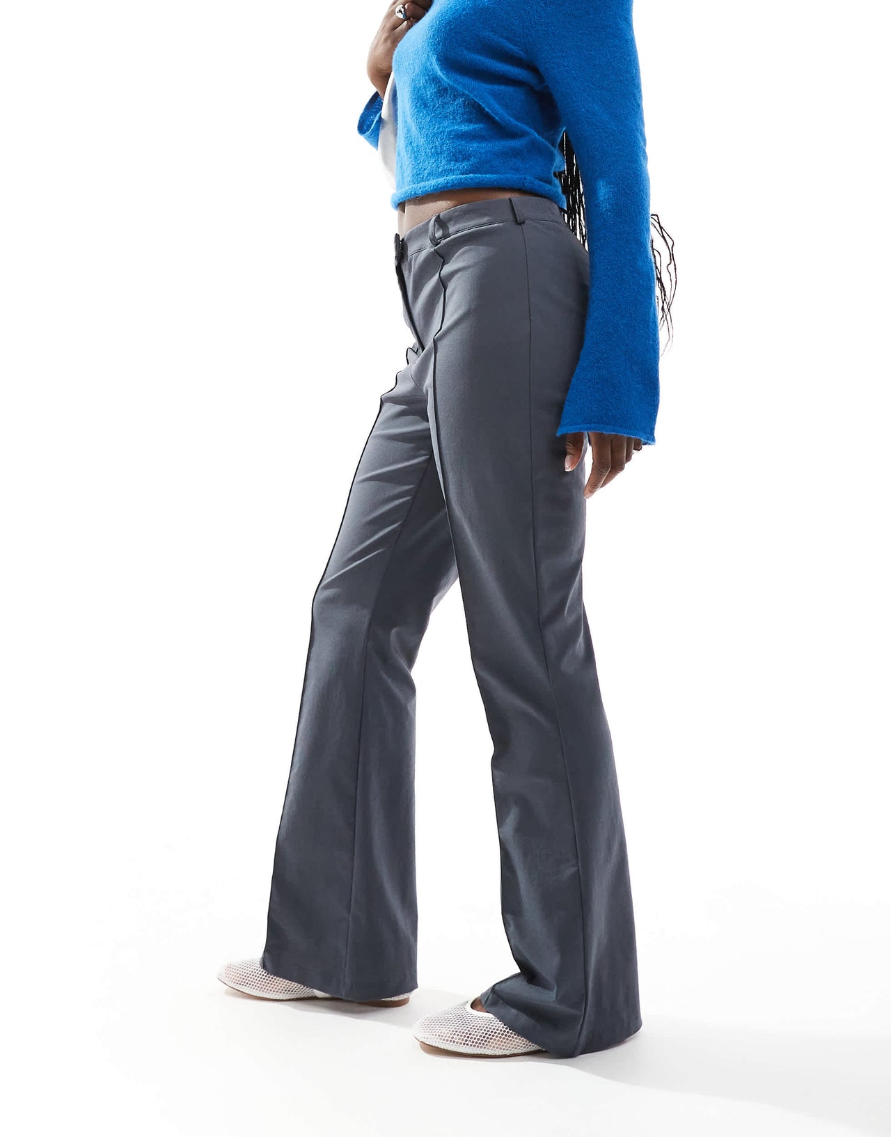 ASOS DESIGN slim leg full length trouser in slate grey