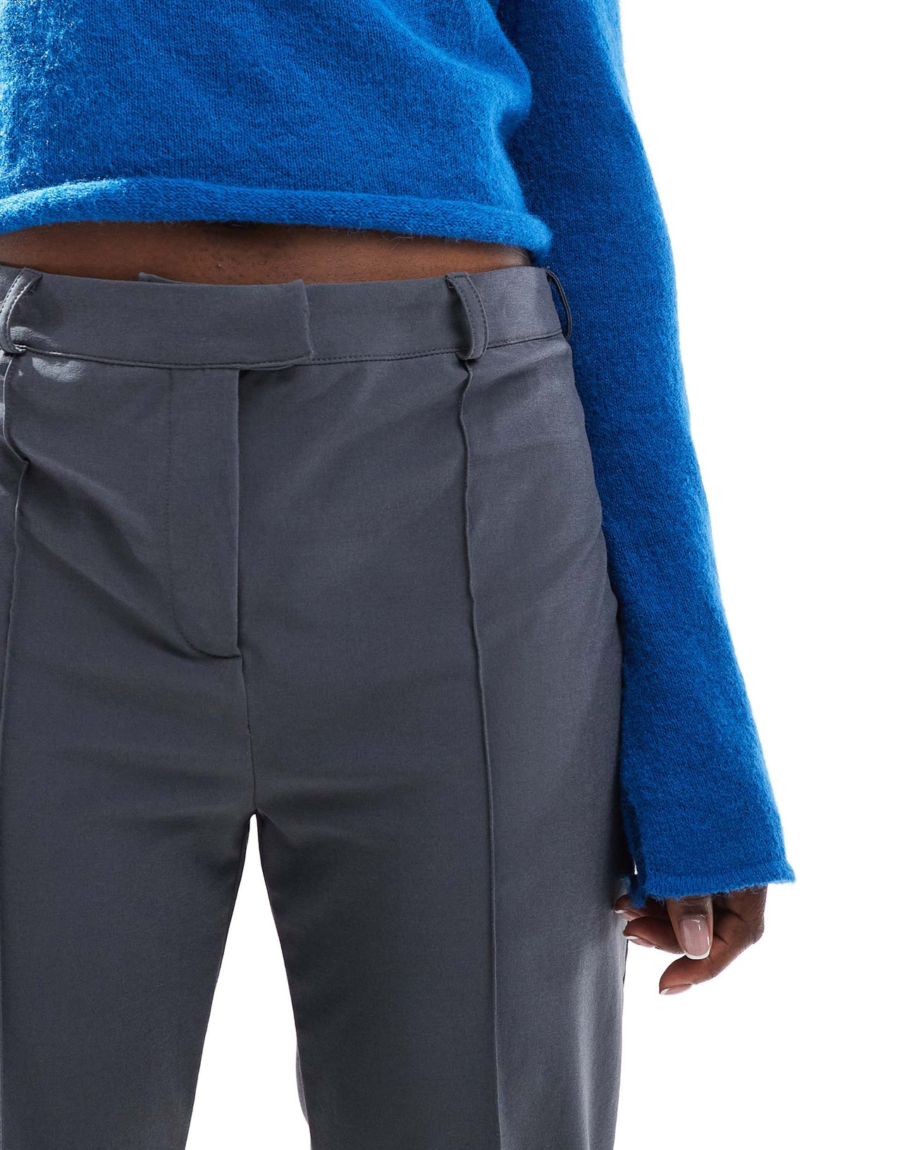 ASOS DESIGN slim leg full length trouser in slate grey