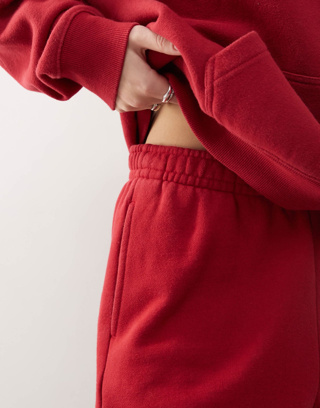 Pacsun washed embroidered joggers co-ord in red