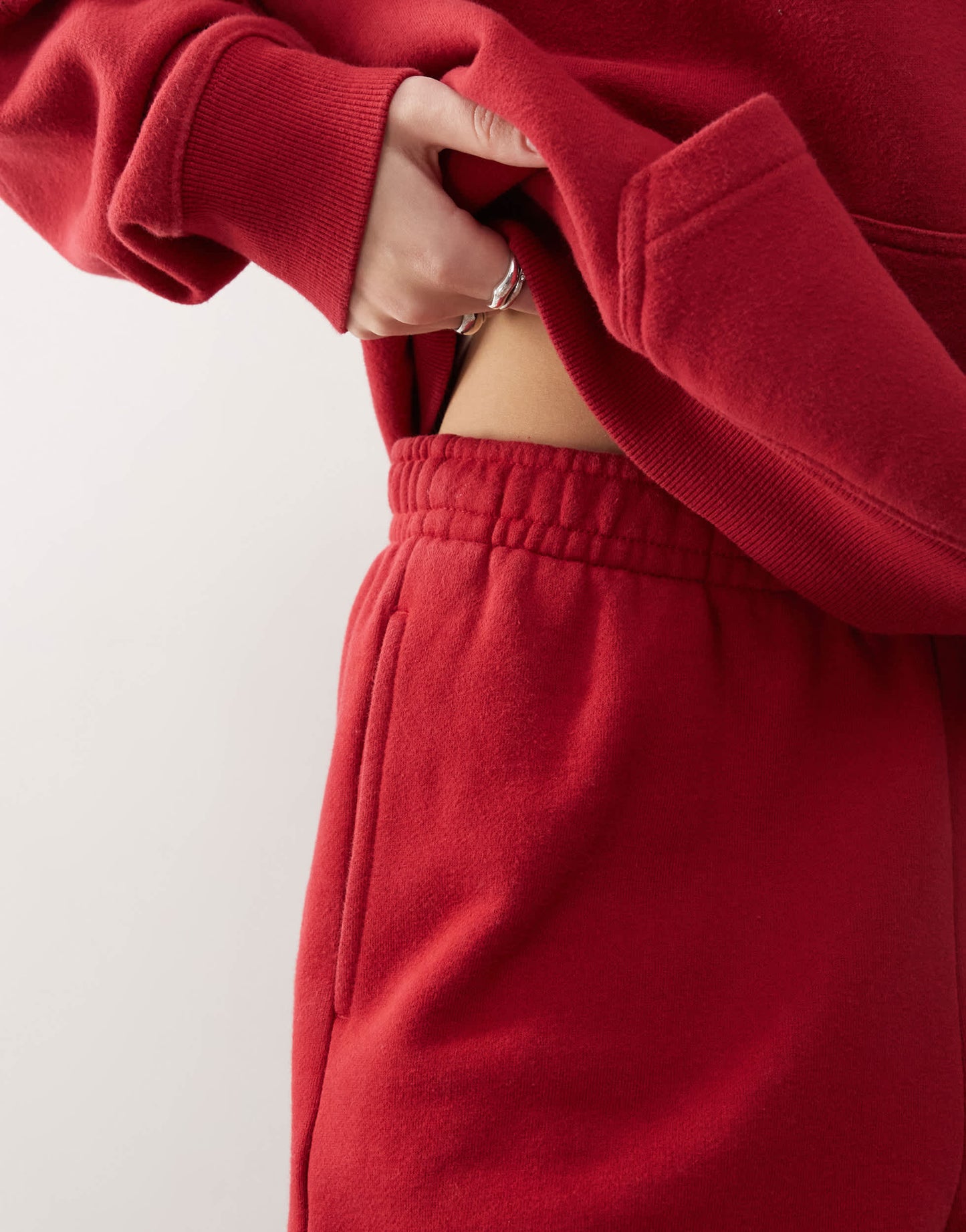 Pacsun washed embroidered joggers co-ord in red