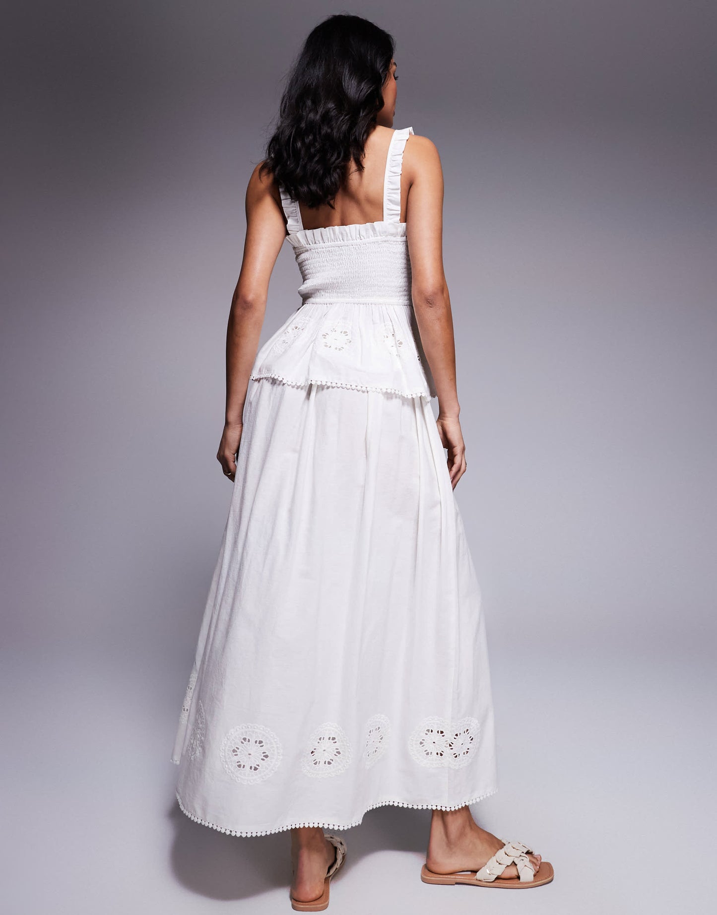 ASOS DESIGN Angie cotton poplin broderie beach maxi skirt in cream