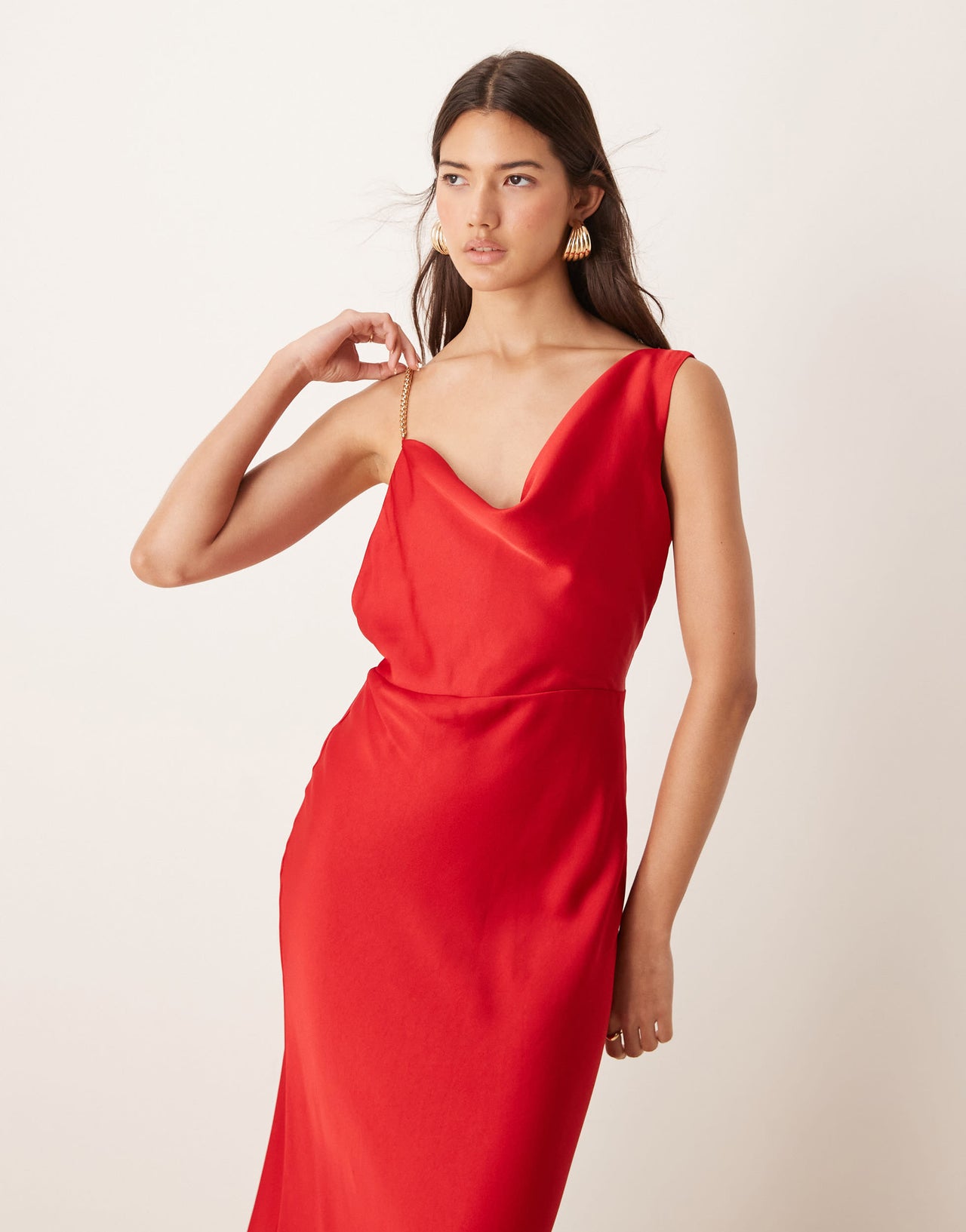 Forever New drop shoulder satin maxi dress in red