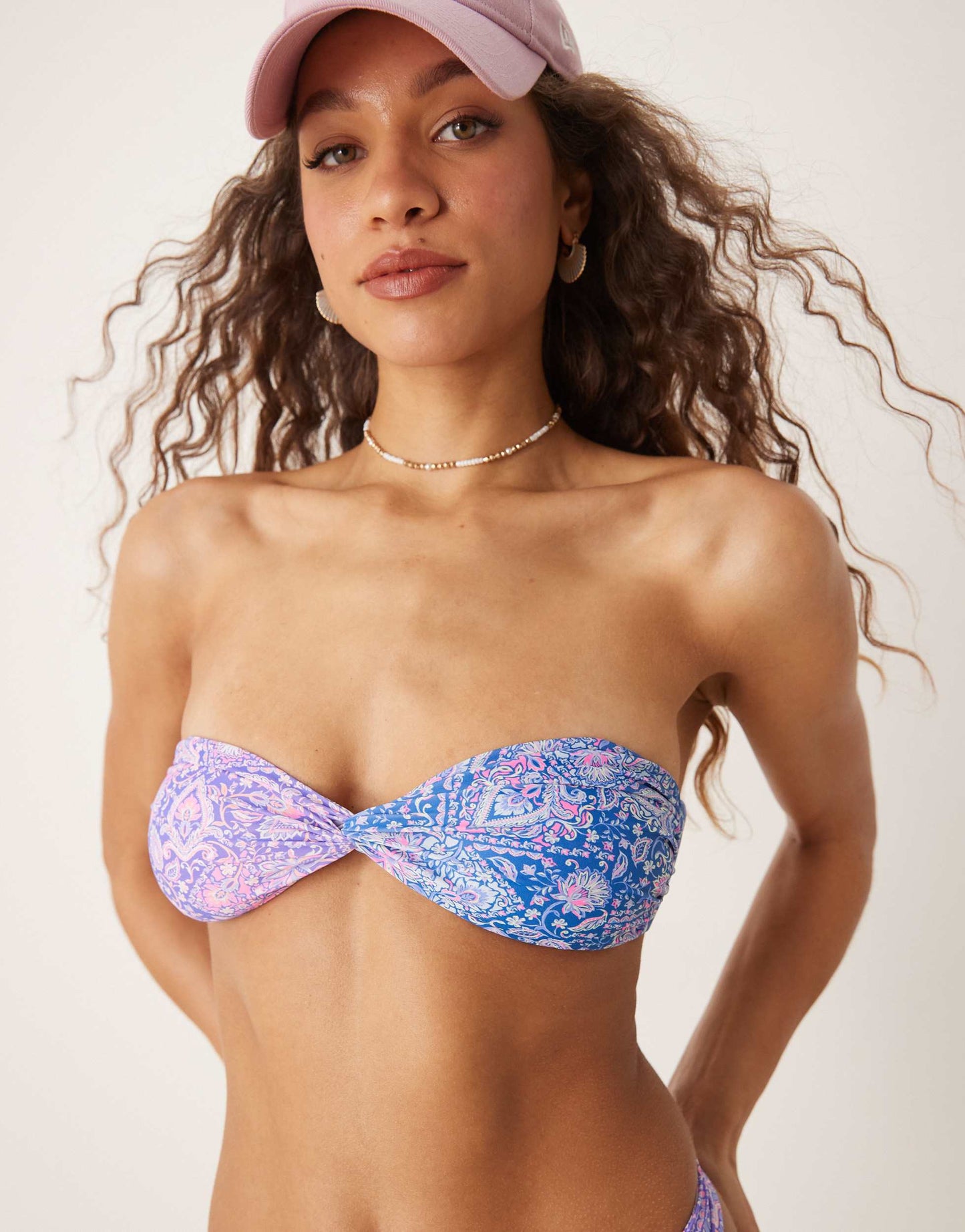 Kulani Kinis lilac moon twist bandeau bikini top in purple