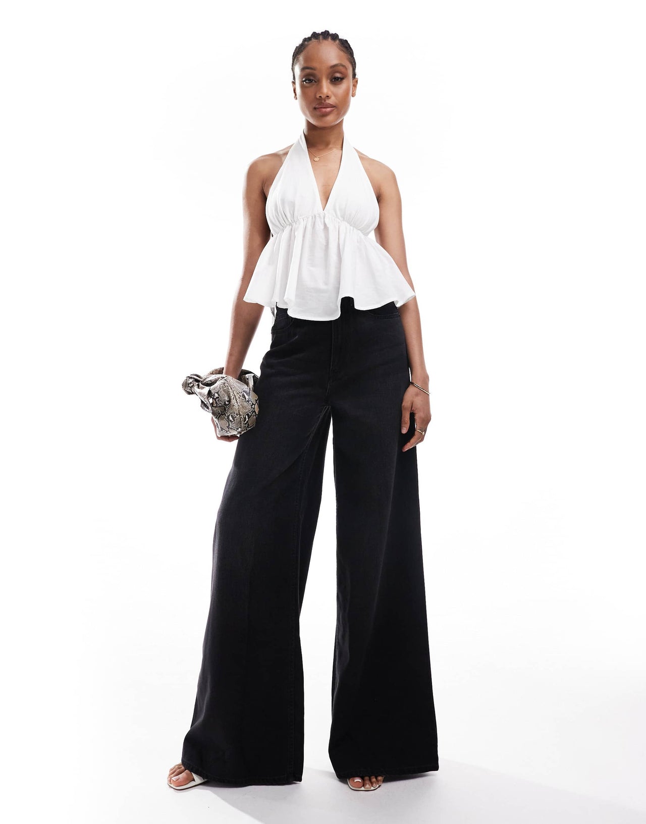ASOS DESIGN Tall wide leg jean in washed black - BLACK