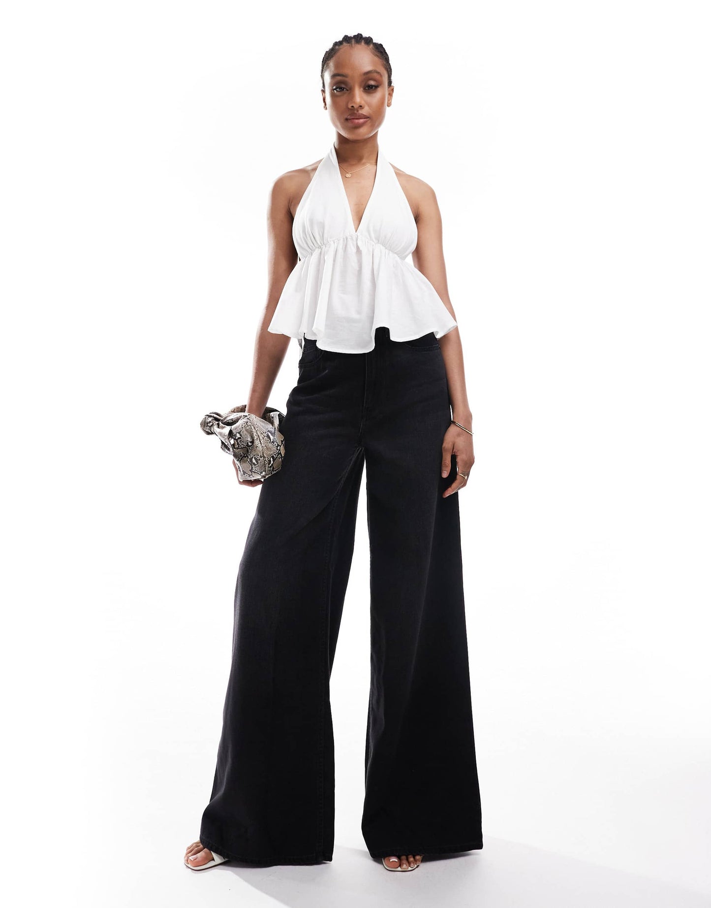 ASOS DESIGN Tall wide leg jean in washed black - BLACK